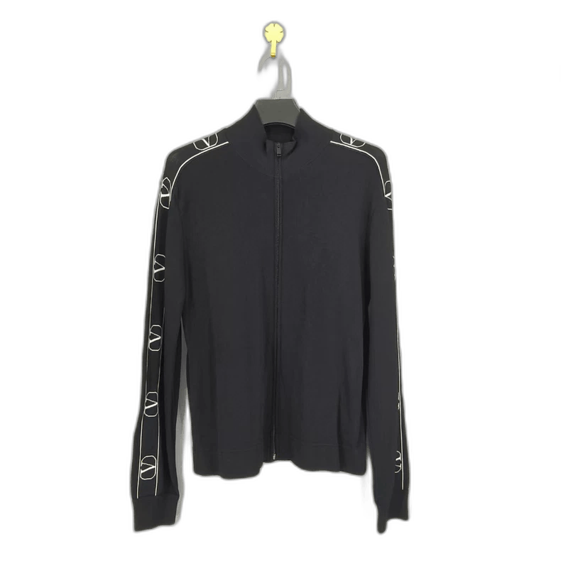 Valentino Valentino Black Knit Zip Jacket Size L / US 10 / IT 46 - 1 Thumbnail