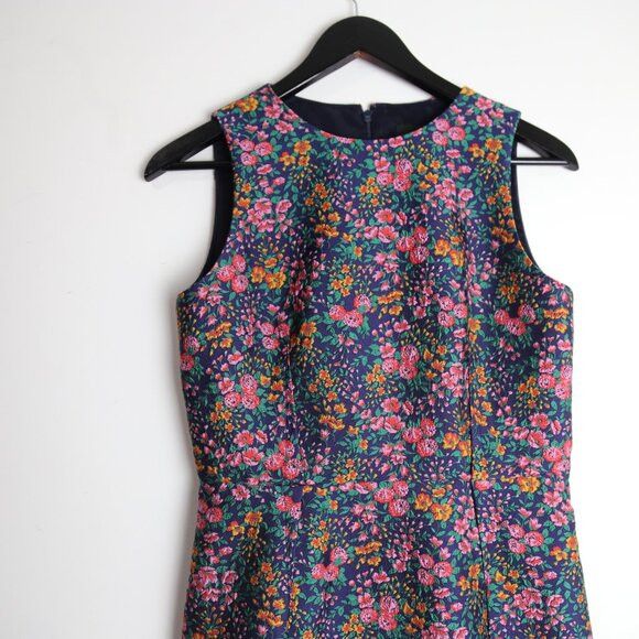 J.Crew J.Crew Botanic Jacquard Sheath Dress In Mayapple Navy Green Size S / US 4 / IT 40 - 2 Thumbnail