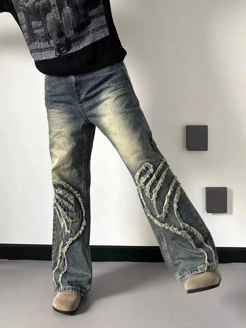 Designer × Japanese Brand Retro casual heavy crafts distressed washed straight jeans Size US 30 / EU 46 - 3 Thumbnail