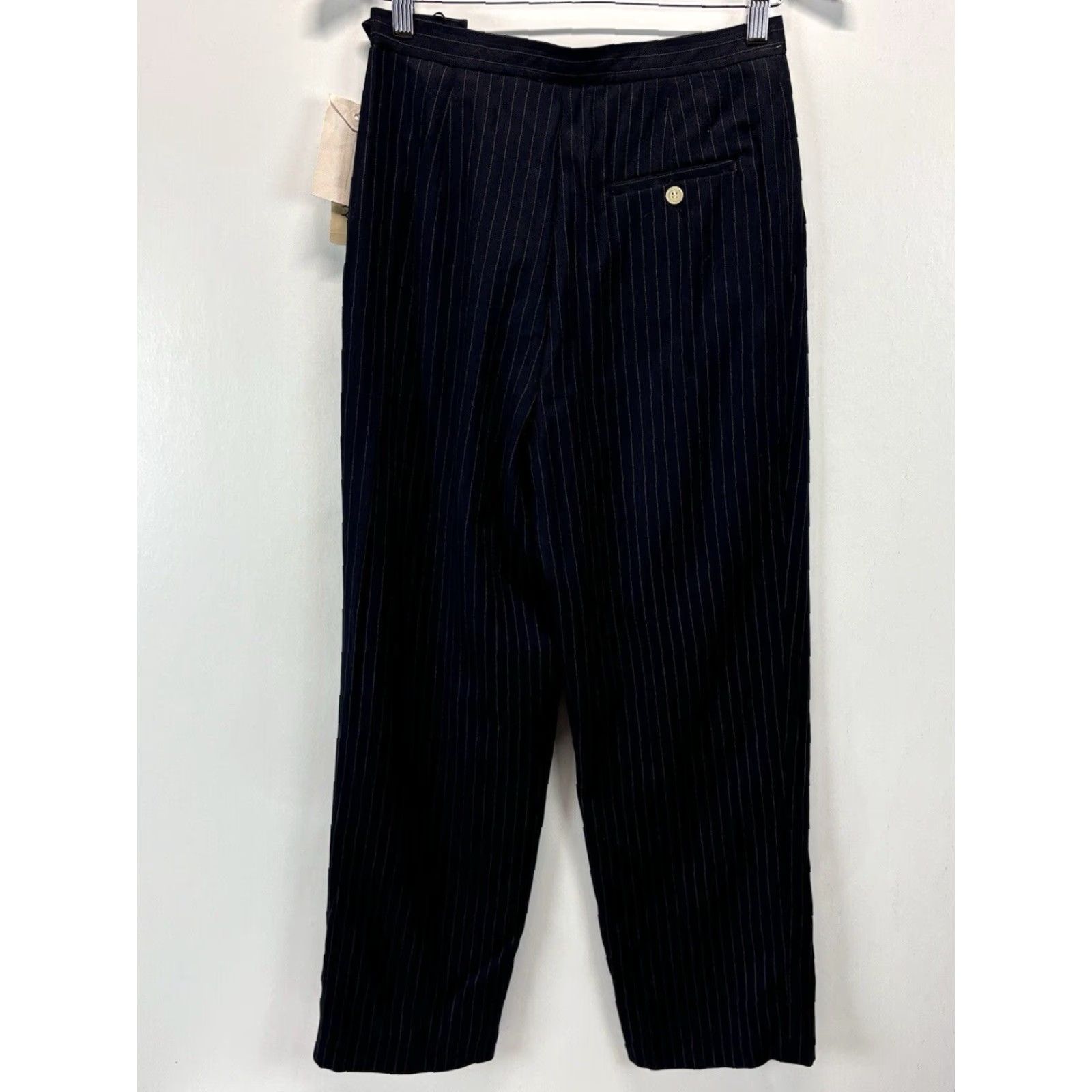 Jones New York VINTAGE Jones New York Pants Women Sz 8 Navy Wool Pinstripe Pleated Dress Pants Size 30" / US 8 / IT 44 - 3 Thumbnail