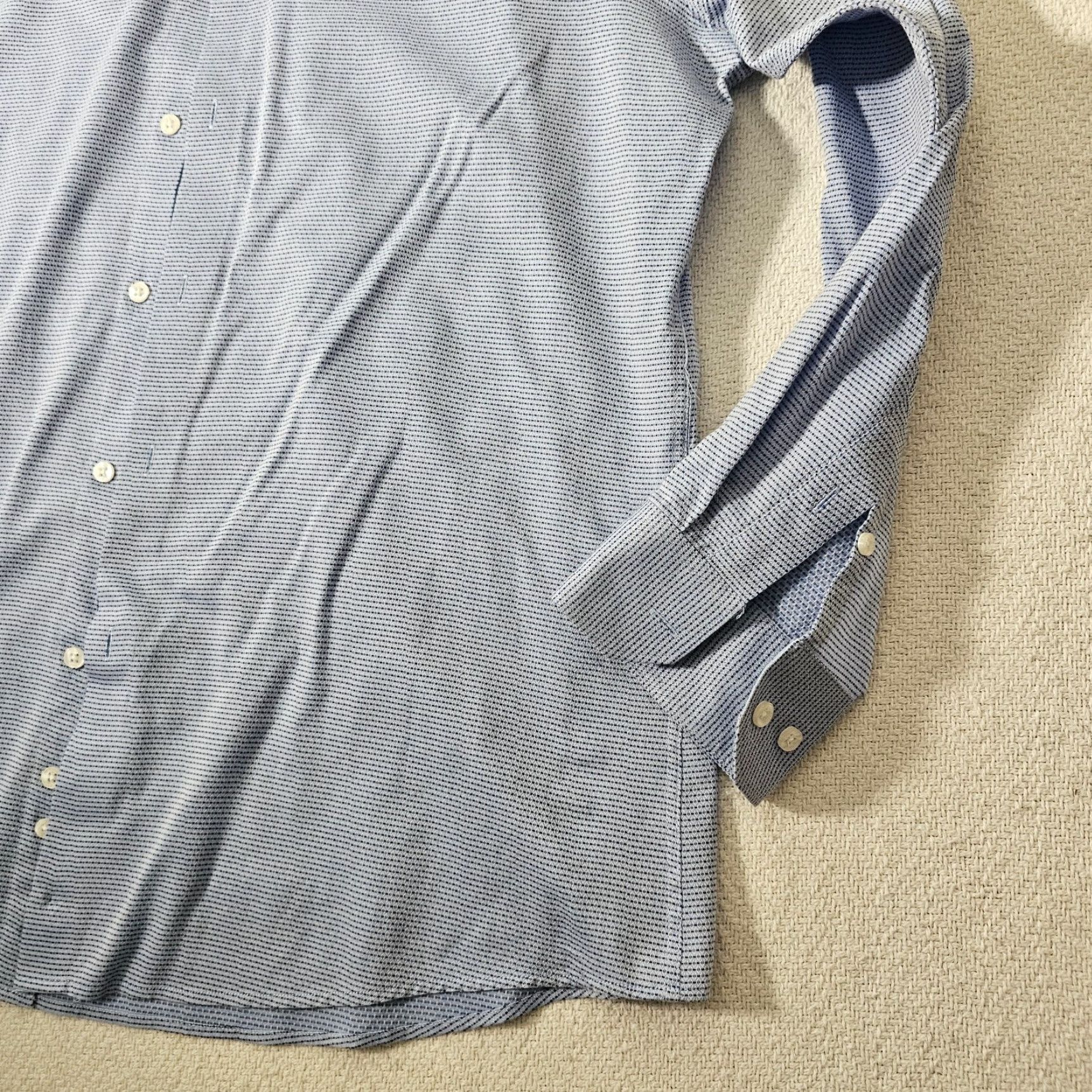Perry Ellis PERRY ELLIS Dress Shirt Mens 16.5 Slim Fit Long Sleeve Blue Geometric Modern Size 42R - 3 Thumbnail