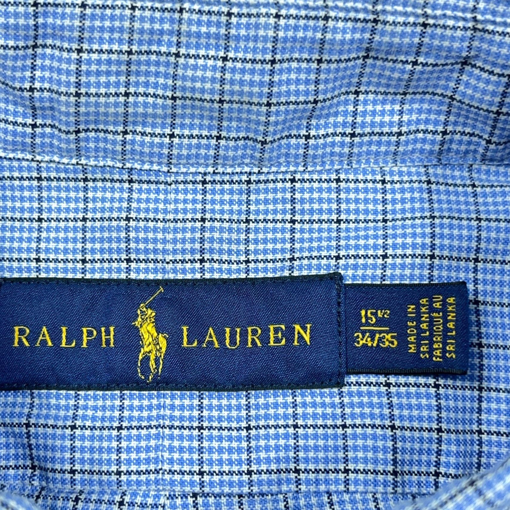 Ralph Lauren Ralph Lauren Shirt Men Medium 15.5 34 Blue Plaid Button Up Houndstooth Poplin Size US M / EU 48-50 / 2 - 6 Thumbnail