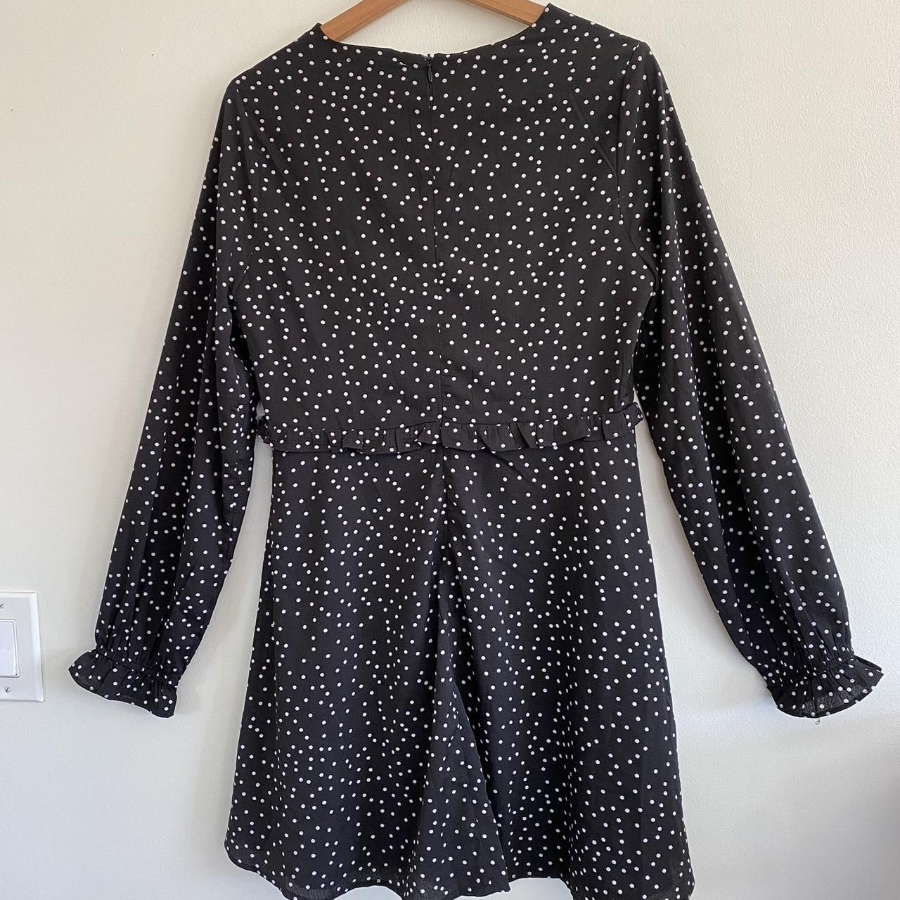 Vintage GOLLI BLACK WHITE POLKA DOT LONG-SLEEVE DRESS SIZE LARGE Size L / US 10 / IT 46 - 5 Thumbnail