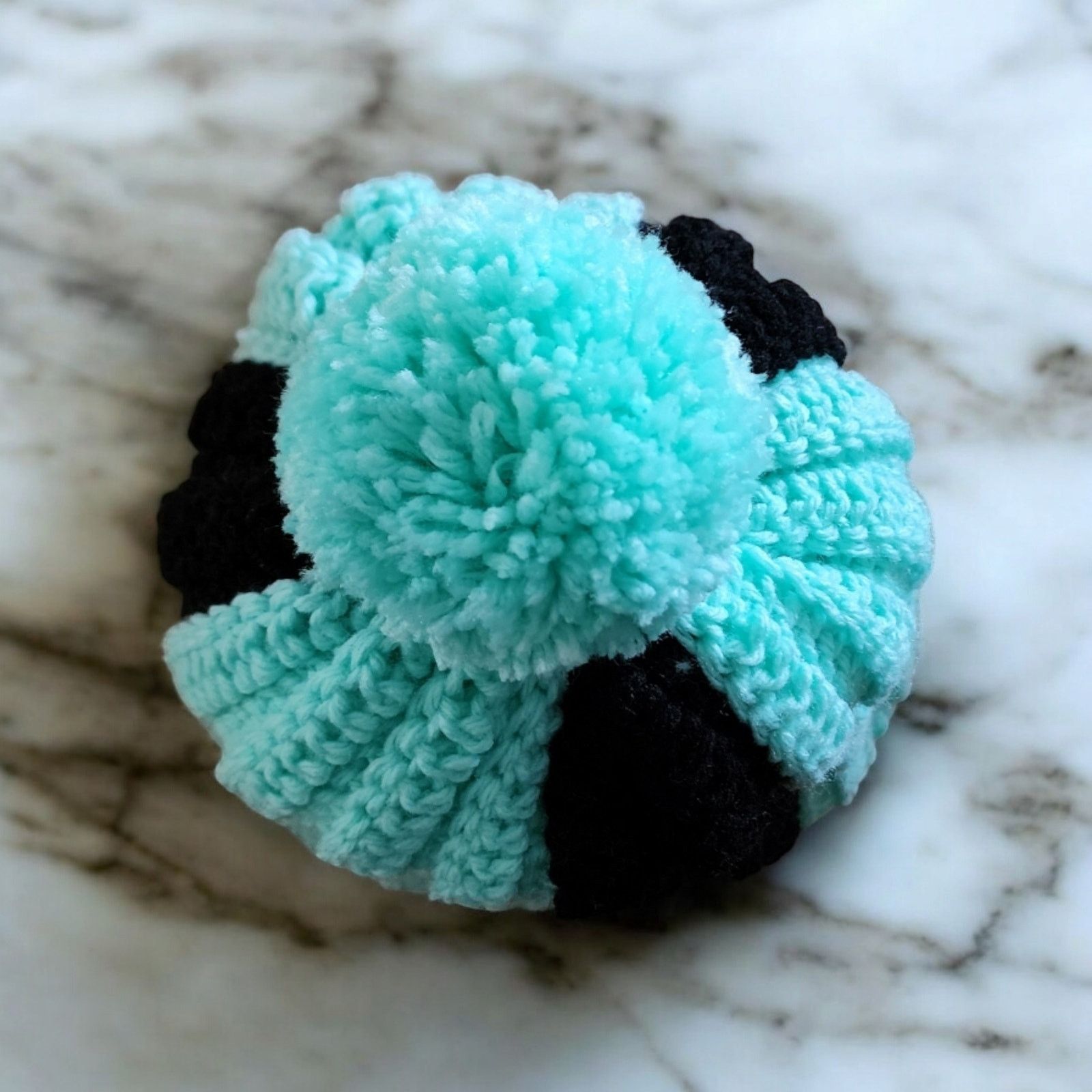 Handmade Handcrafted crocheted green and black winter beanie. Size ONE SIZE - 5 Thumbnail