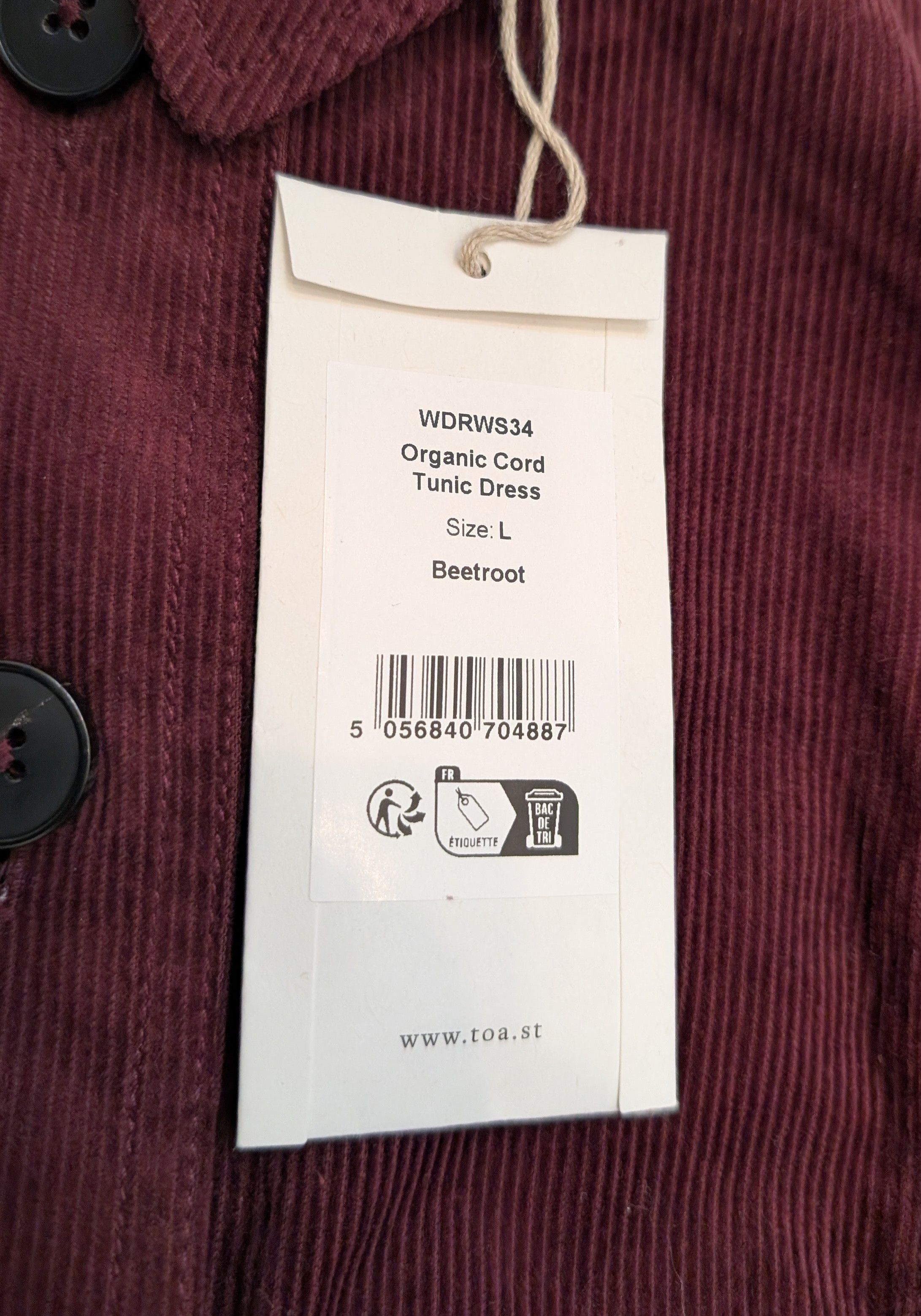 Other NWT Toast Organic Cord Tunic Dress in Beetroot Size L / US 10 / IT 46 - 3 Thumbnail
