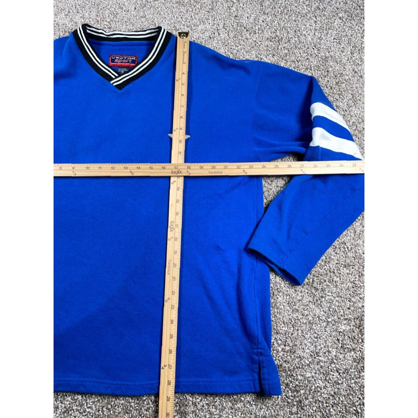 Vintage VINTAGE 90s PREPPY Striped Sleeve V-Neck Sweatshirt Adult XL Blue Lightweight Shirt Mens Size US XL / EU 56 / 4 - 5 Thumbnail
