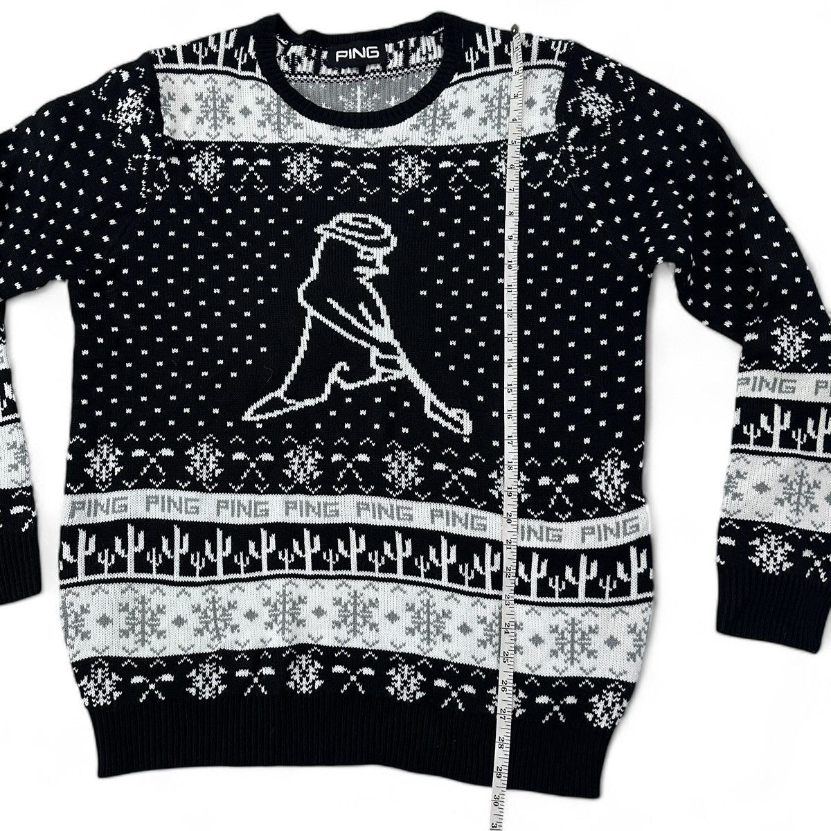 PING Mr Ping Christmas Cactus Sweater Black White Knit RARE Size US L / EU 52-54 / 3 - 2 Thumbnail
