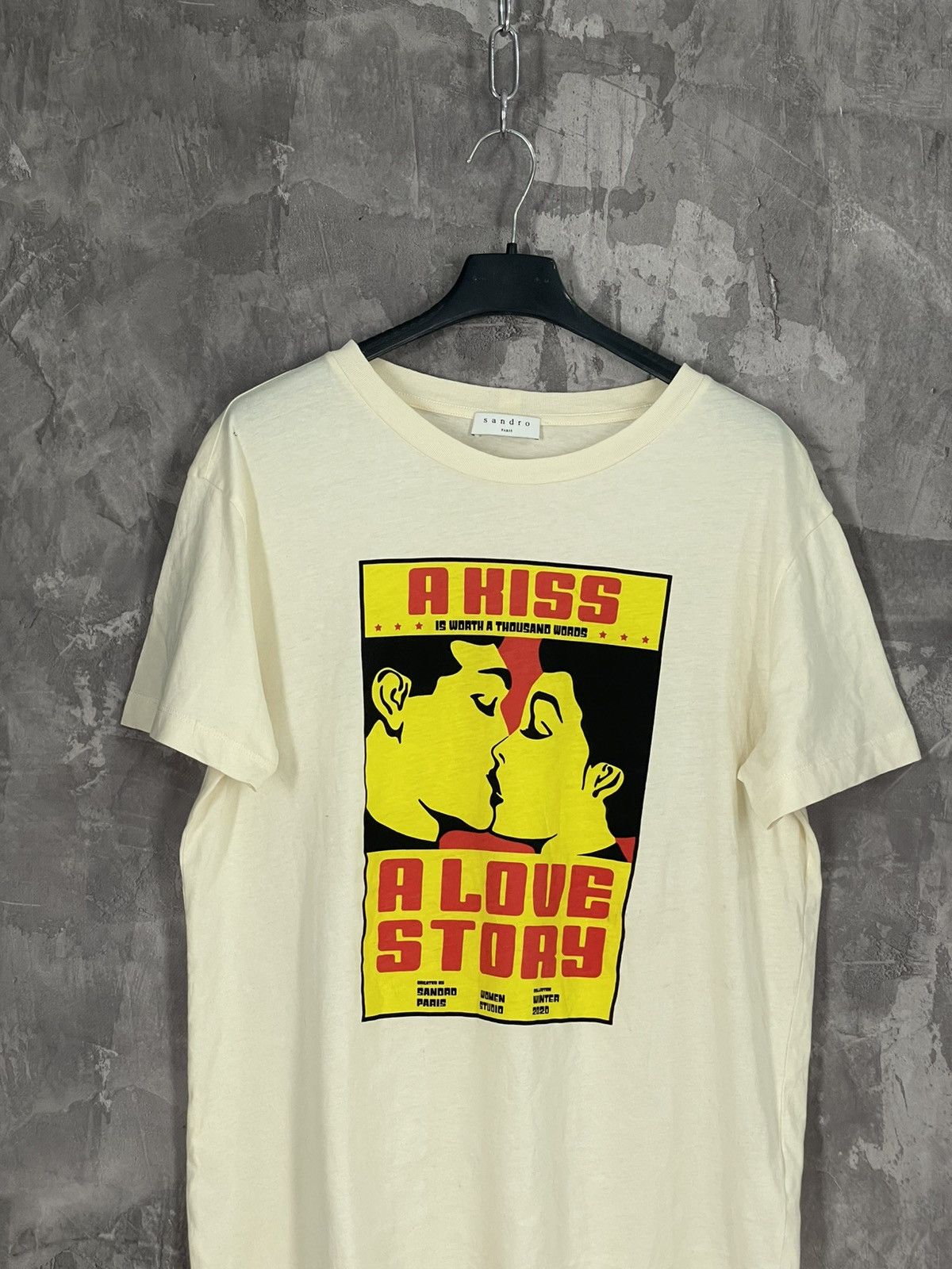Sandro Sandro Y2K Print All Over “Kiss” Logo Luxury T shirt Size M / US 6-8 / IT 42-44 - 2 Thumbnail