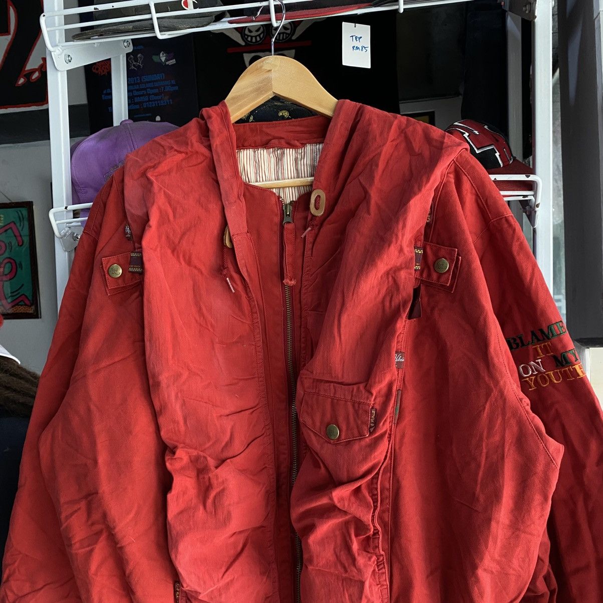 Karl Helmut RARE🔥 Karl Helmut Red Bomber jacket Hooded Size US M / EU 48-50 / 2 - 4 Thumbnail