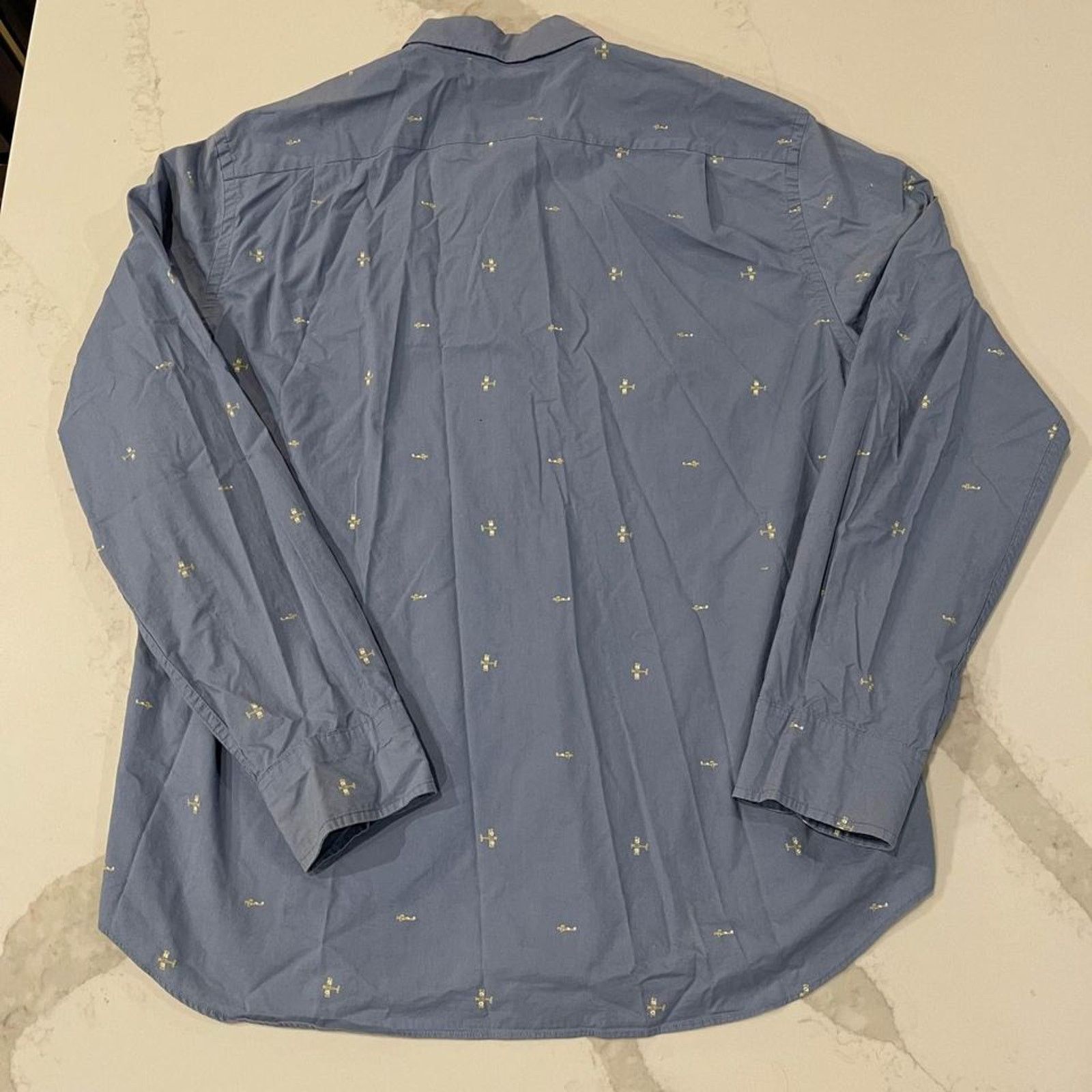 J.Crew J. Crew Blue Airplane Print Button Front Oxford Shirt Men XL Size US XL / EU 56 / 4 - 5 Thumbnail
