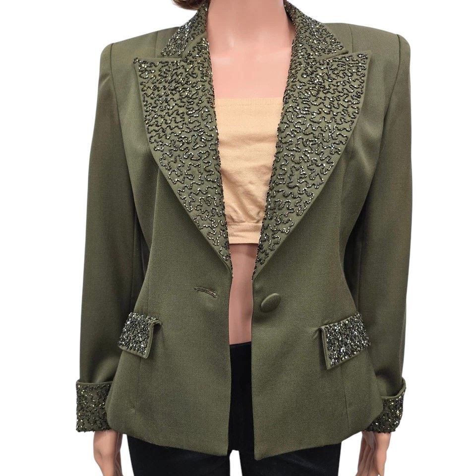 Vintage NWOT Miss Baker Beaded Blazer Jacket Pure Wool Embellished M Size M / US 6-8 / IT 42-44 - 8 Thumbnail