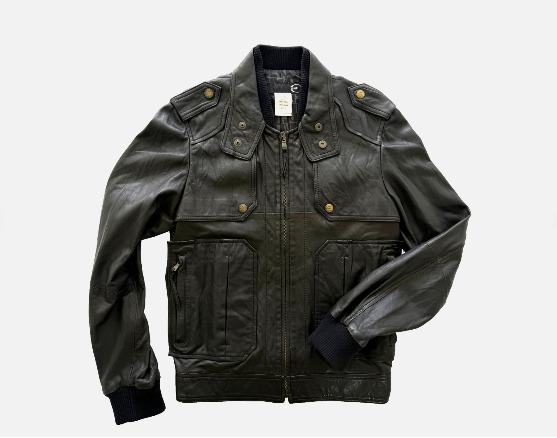 Just Cavalli Just Cavalli Black Genuine Leather Jacket Size M Size US M / EU 48-50 / 2 - 3 Thumbnail