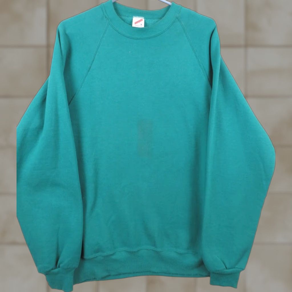 Jerzees VTG Jerzees Sweatshirt Made in the USA Mens L Green Crew Neck Long Sleeve Pullover Regular Fit Size US L / EU 52-54 / 3 - 1 Thumbnail