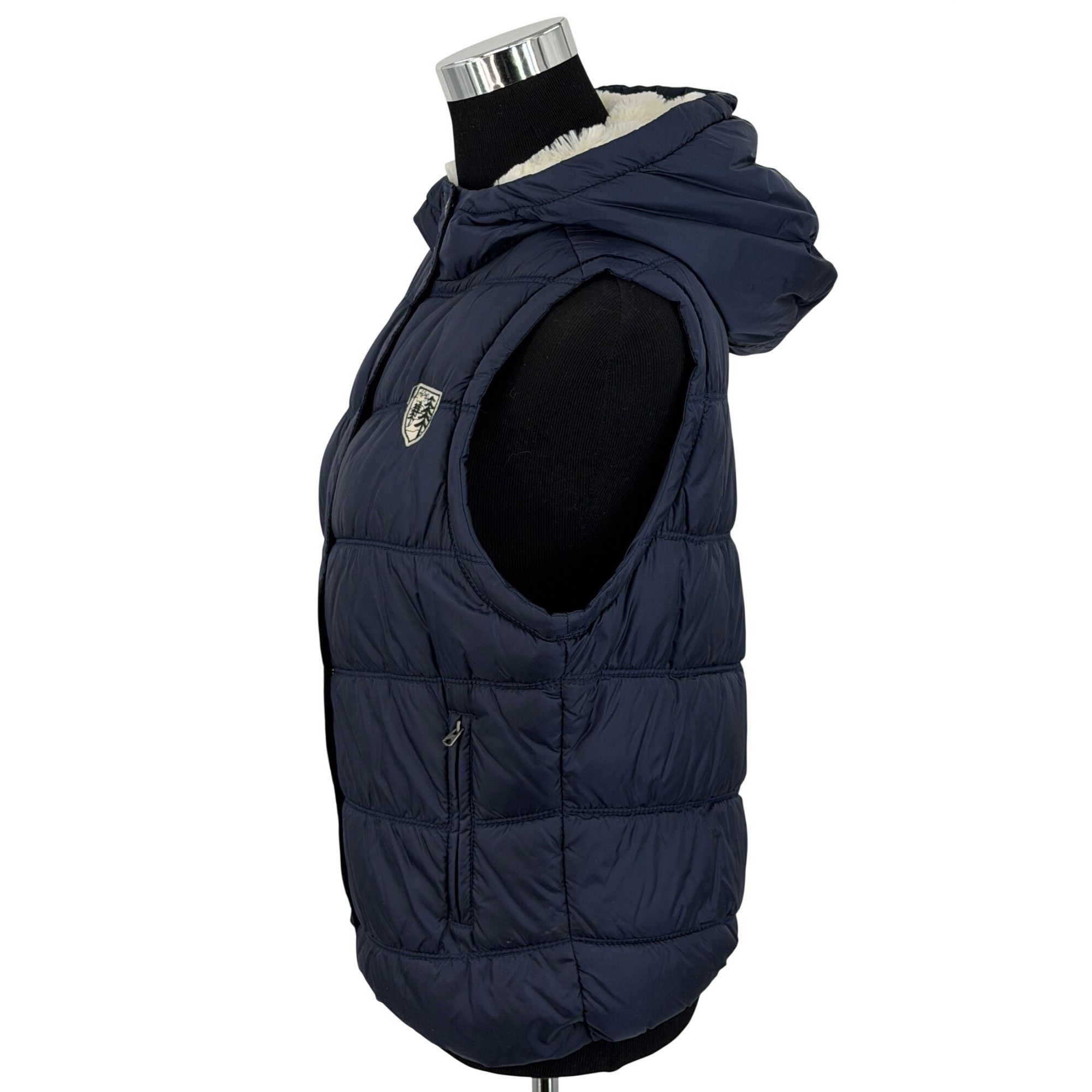 American Eagle Outfitters VTG American Eagle Blue Faux Fur Lined Hooded Vest | Y2K Ind Size L / US 10 / IT 46 - 10 Thumbnail