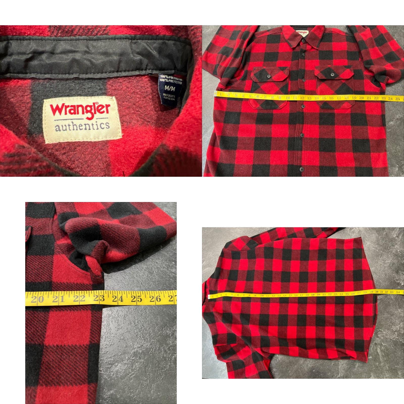 Wrangler Wrangler Authentics Shirt Mens Medium M Red Black Buffalo Plaid Fleece Long Sleeve Size US M / EU 48-50 / 2 - 8 Thumbnail
