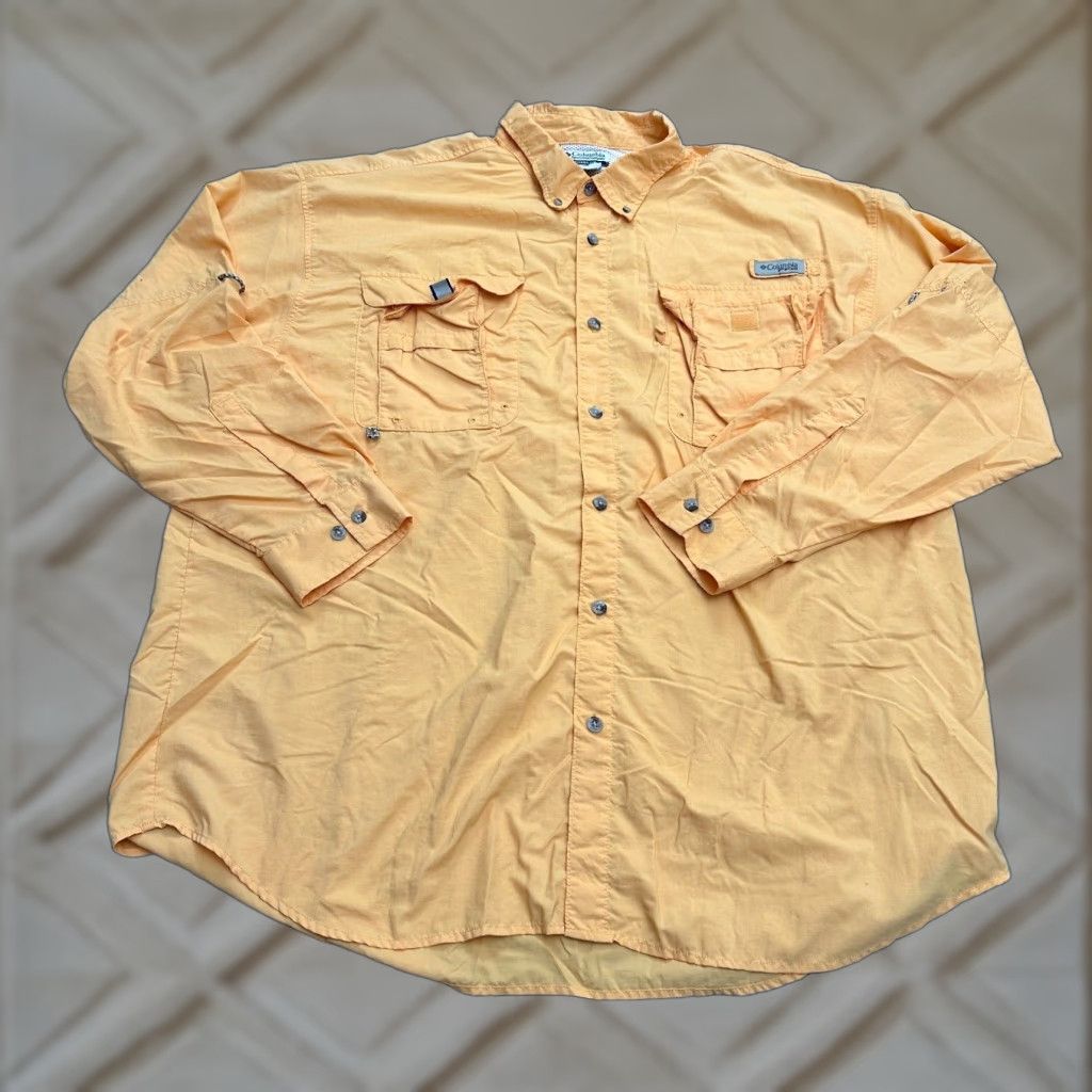 Vintage Columbia Bahama Shirt 2XL Orange Nylon PFG Omni-Shade Button-Up Long Sleeve Outdoor Mens Size US XXL / EU 58 / 5 - 1 Thumbnail