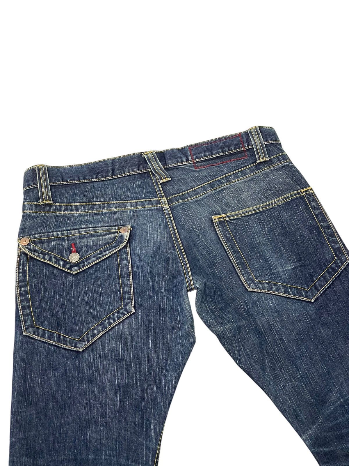 Japanese Brand Flare Jeans Blue Way Japan Faded Distress Low Rise 8🟦3 Size US 35 - 17 Thumbnail