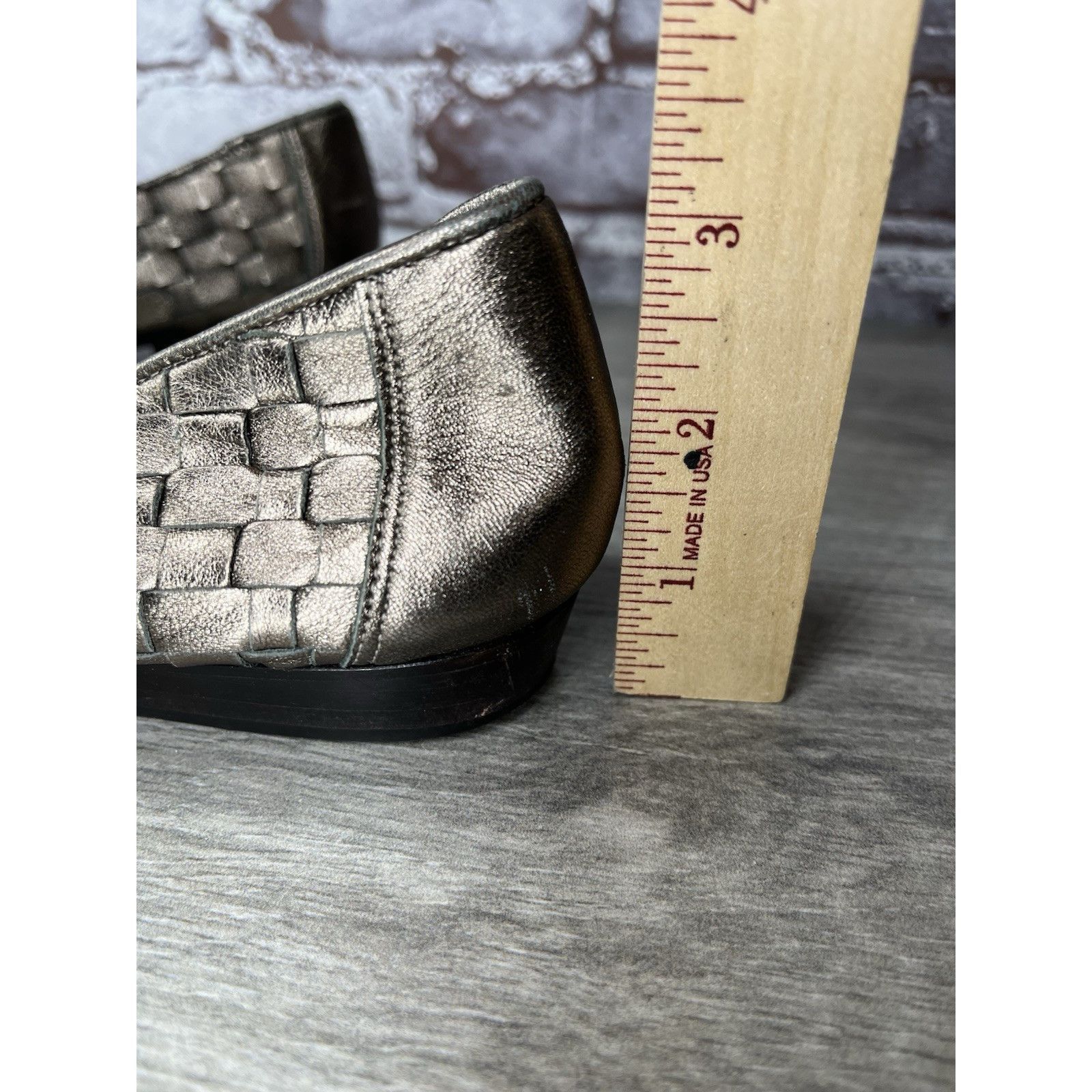 Santoni Rangoni Firenze Pewter Silver Leather Woven Weaves Flats Wom Size US 8.5 / IT 38.5 - 20 Thumbnail