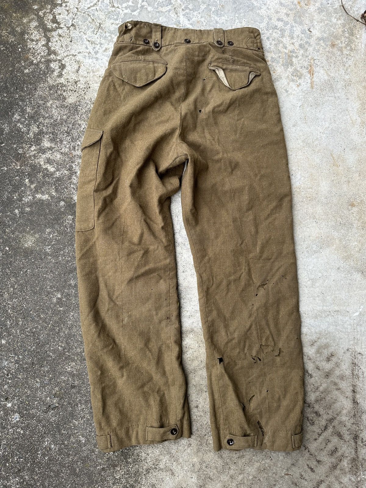 Vintage Trashed 1950s AUSTRALIA US Army Wool Trousers Cargo pant Size US 35 - 2 Thumbnail