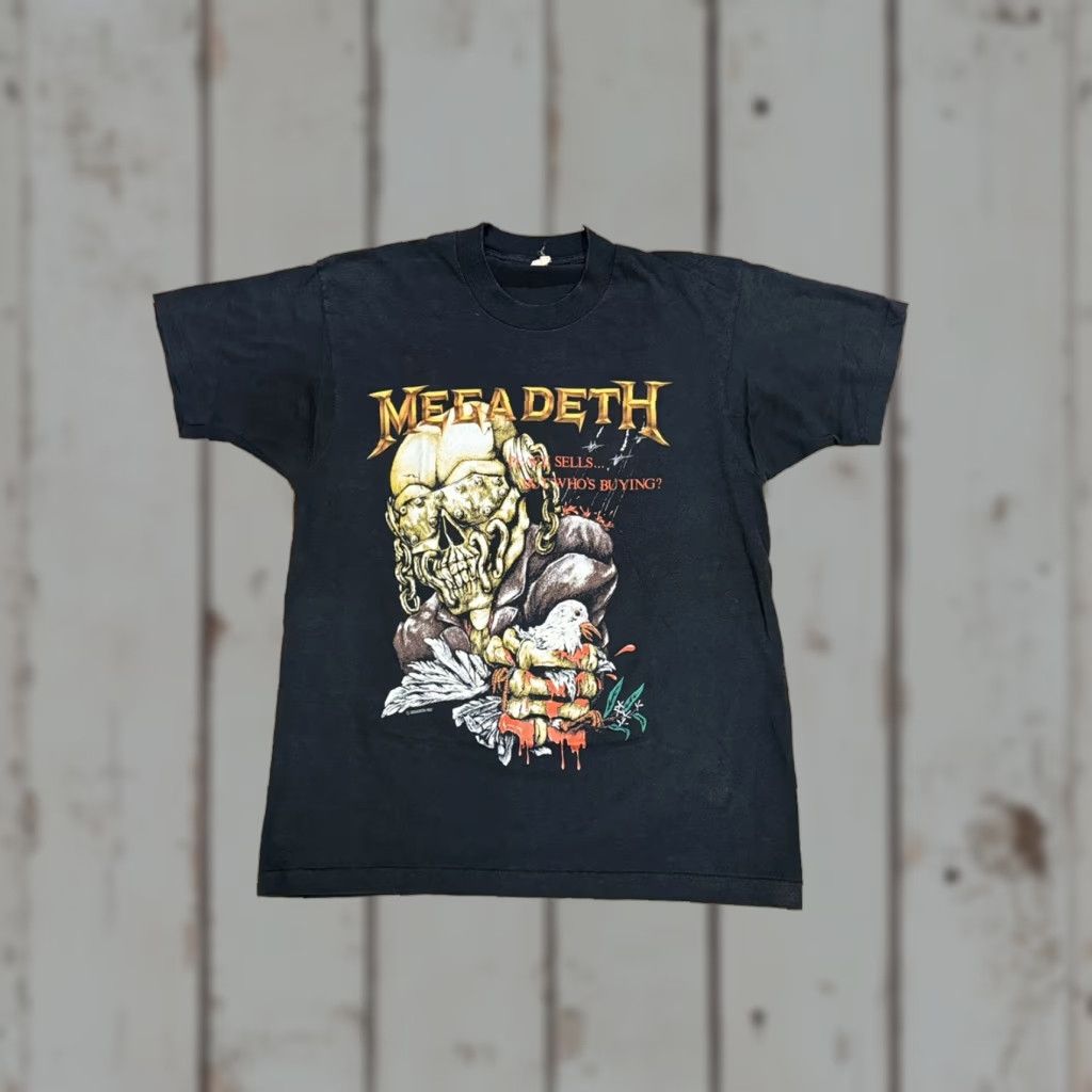 Vintage VINTAGE Megadeth Peace Sells But Who Buying Concert T-Shirt Size L Black Men Short Sleeve 80s Metal Concert Graphic Print Size US L / EU 52-54 / 3 - 1 Thumbnail