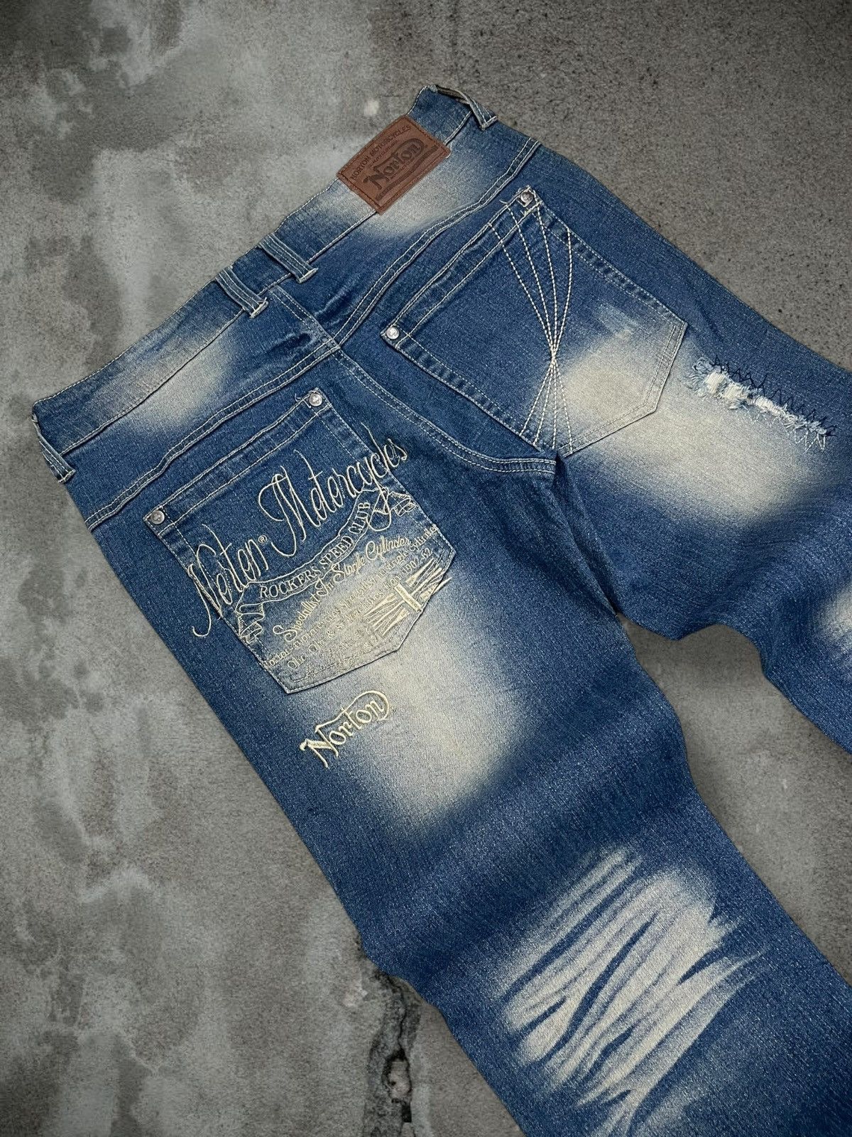 Japanese Brand Vintage Rare Designer Norton Motorcyles Distressed Denim Size US 32 / EU 48 - 17 Thumbnail