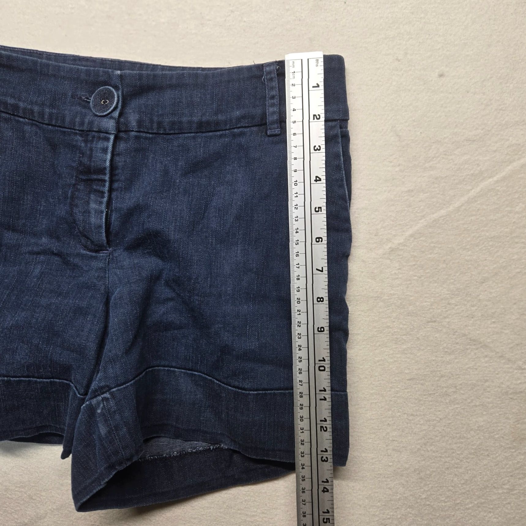 Denime Shoulder Denim Shorts Cuffed Adult Women's Size 42 Dark Wash Blue 90s Classic Size 28" / US 6 / IT 42 - 4 Thumbnail