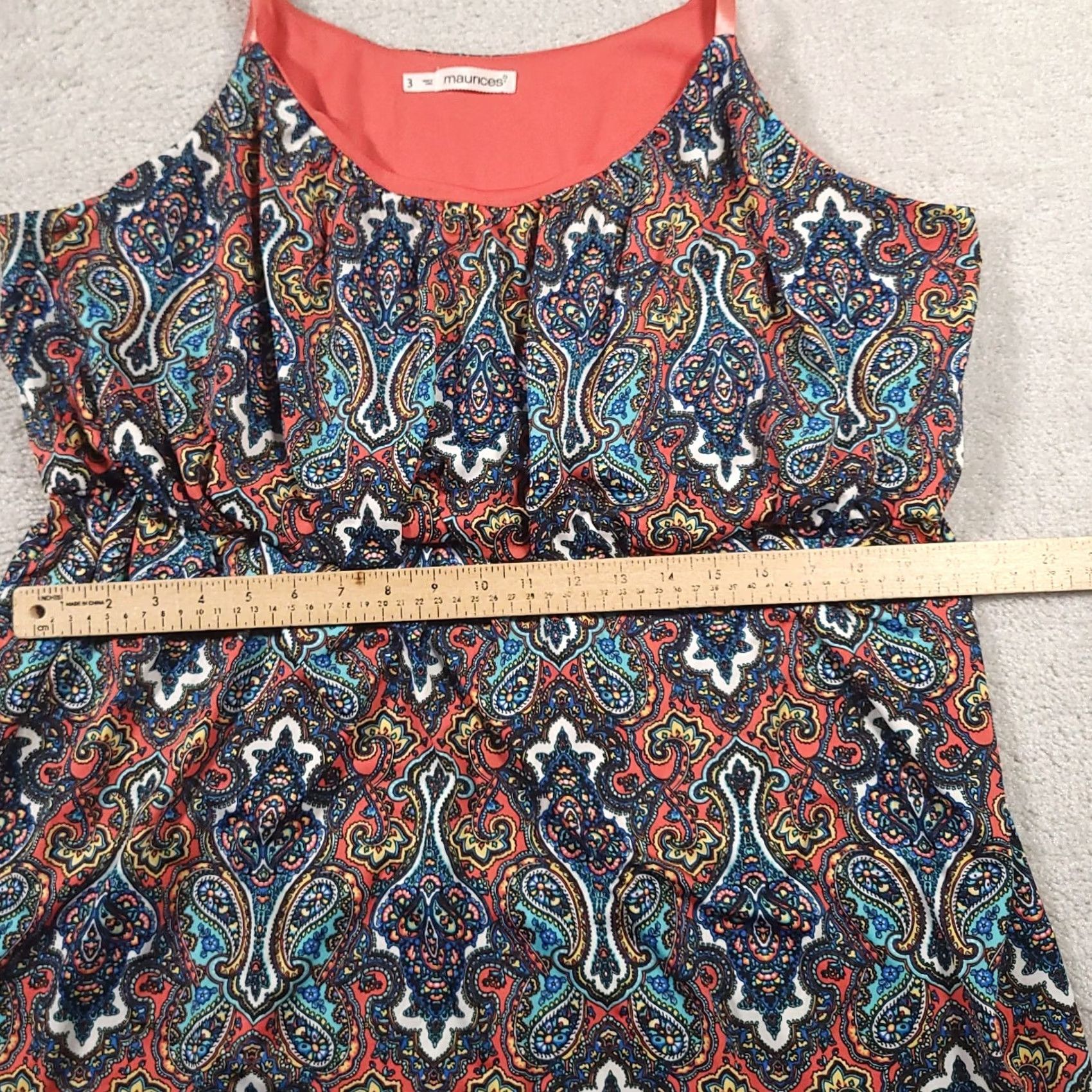 Vintage Maurices Women Dress 3X Spaghetti Strap Paisley Print Cinch Waist Short Summer Womens Size 40" / US 18 - 5 Thumbnail