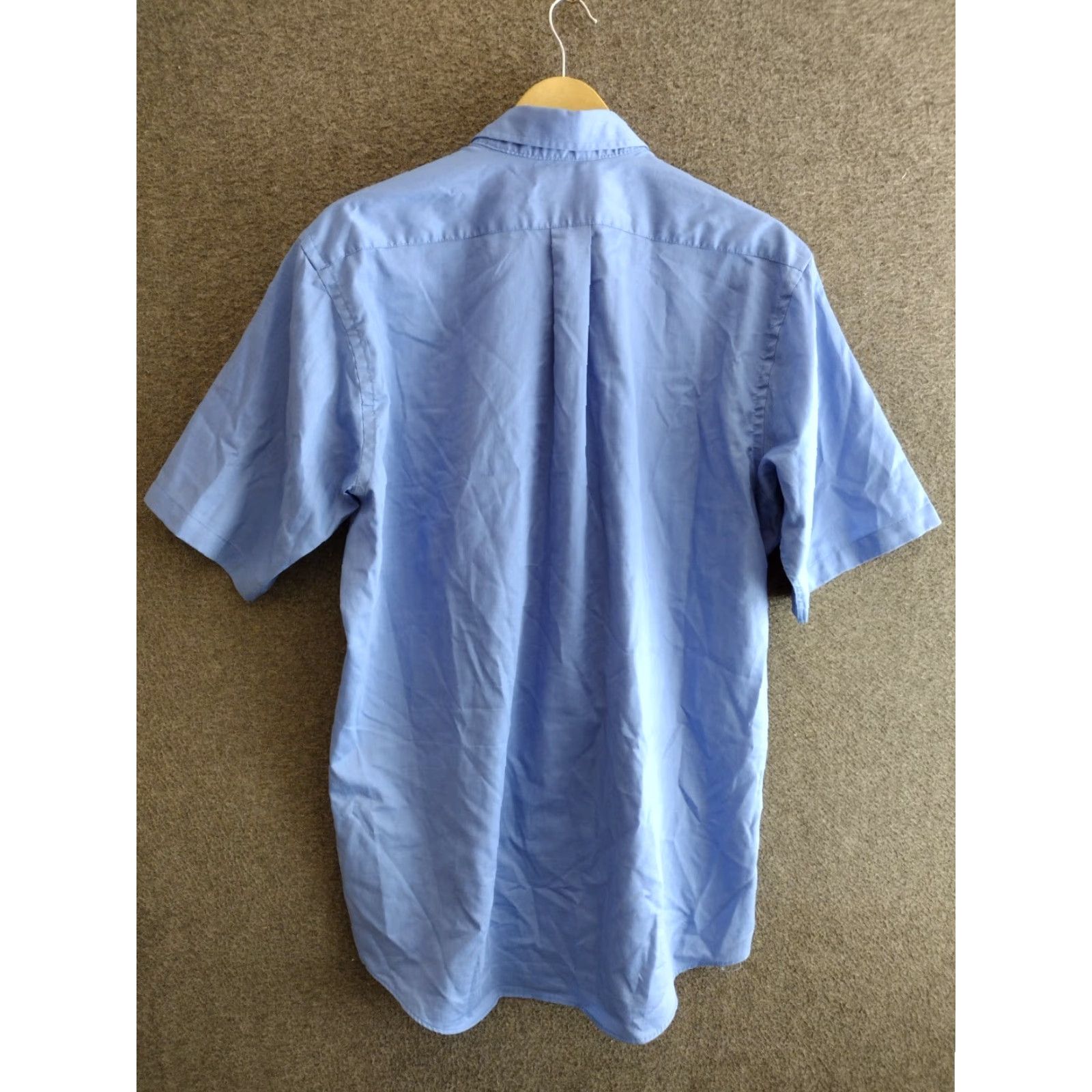 Van Heusen Van Heusen Shirt M Blue Short Sleeve Dress Regular Fit Button-Up Casual Business Travel Mens 15 1/2 - 16 Size 40R - 2 Thumbnail