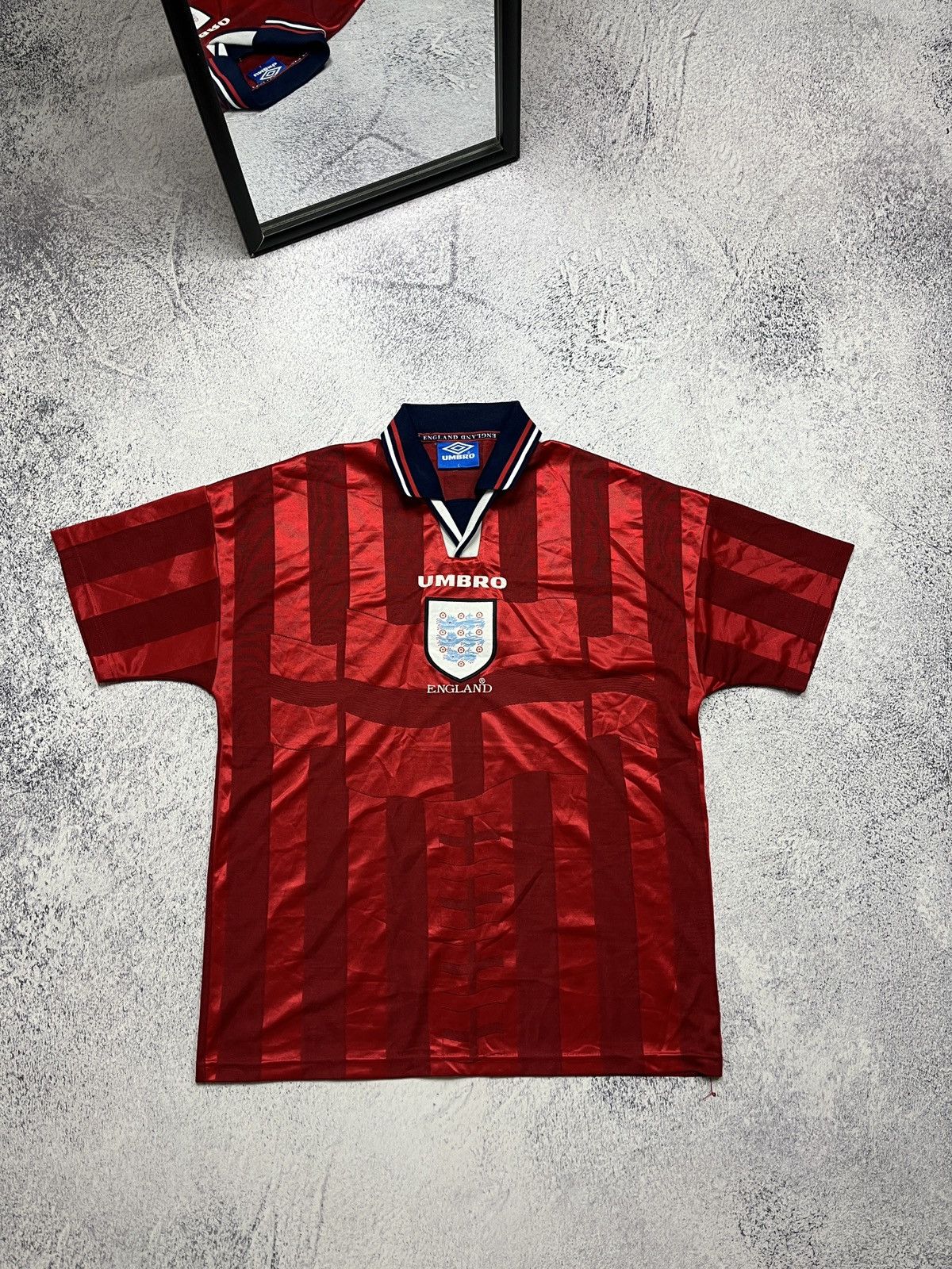 Vintage Umbro England 1997 Away Retro Soccer Jersey Shirt