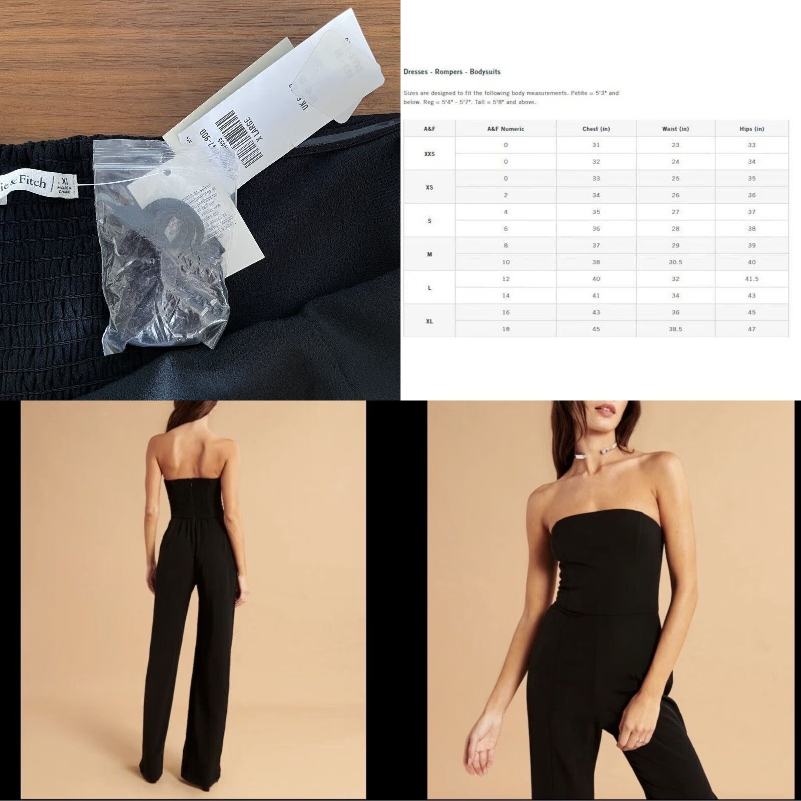Abercrombie & Fitch Abercrombie & Fitch Strapless Split-Hem Jumpsuit Removable Straps XL Black Women One-Piece Size 40" / US 18 - 8 Thumbnail