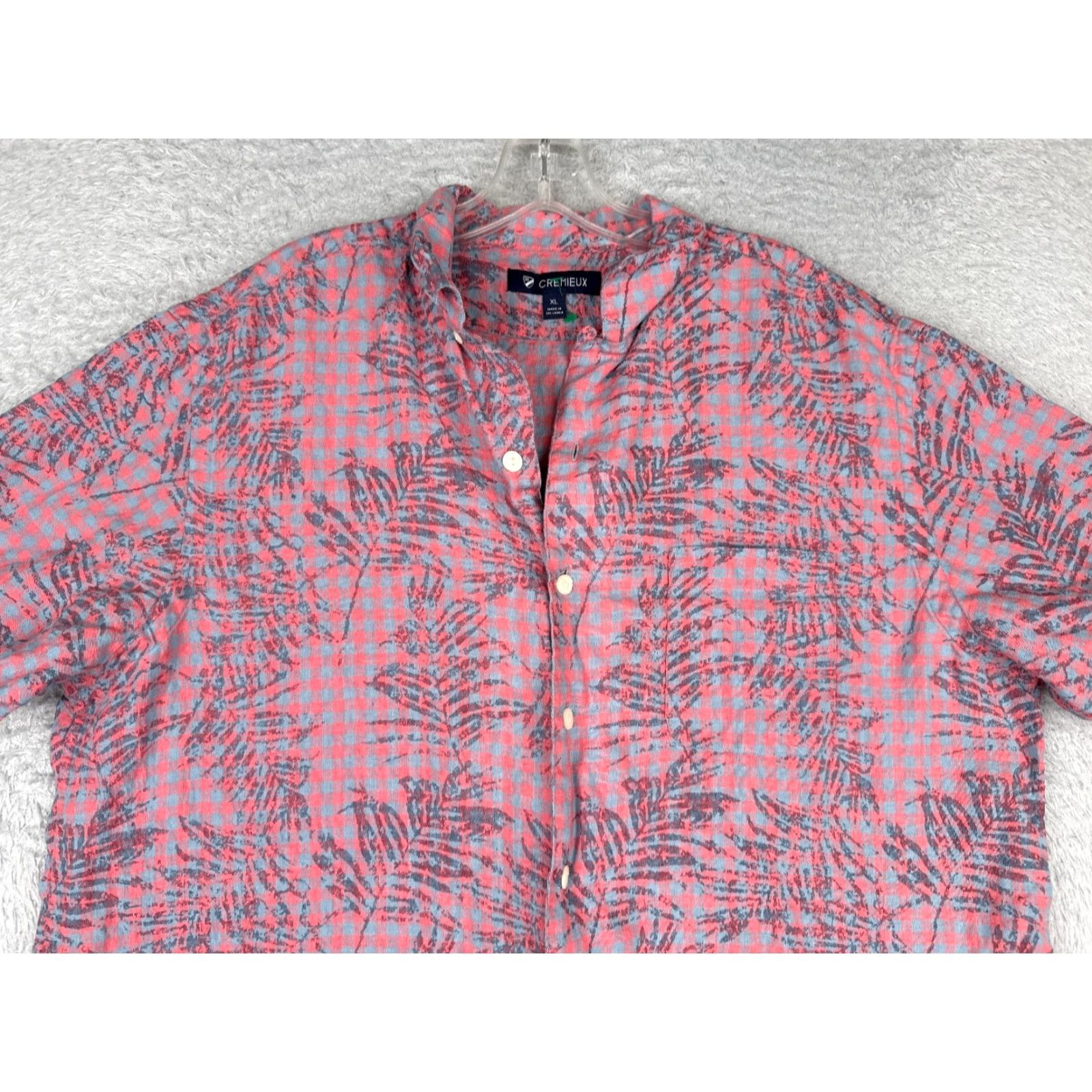Cremieux Cremieux Shirt Men XL Blue Plaid Linen Button-Up Hawaiian Aloha Beach Vacation Resort Casual Party/Cocktail 100% Linen Size US XL / EU 56 / 4 - 4 Thumbnail