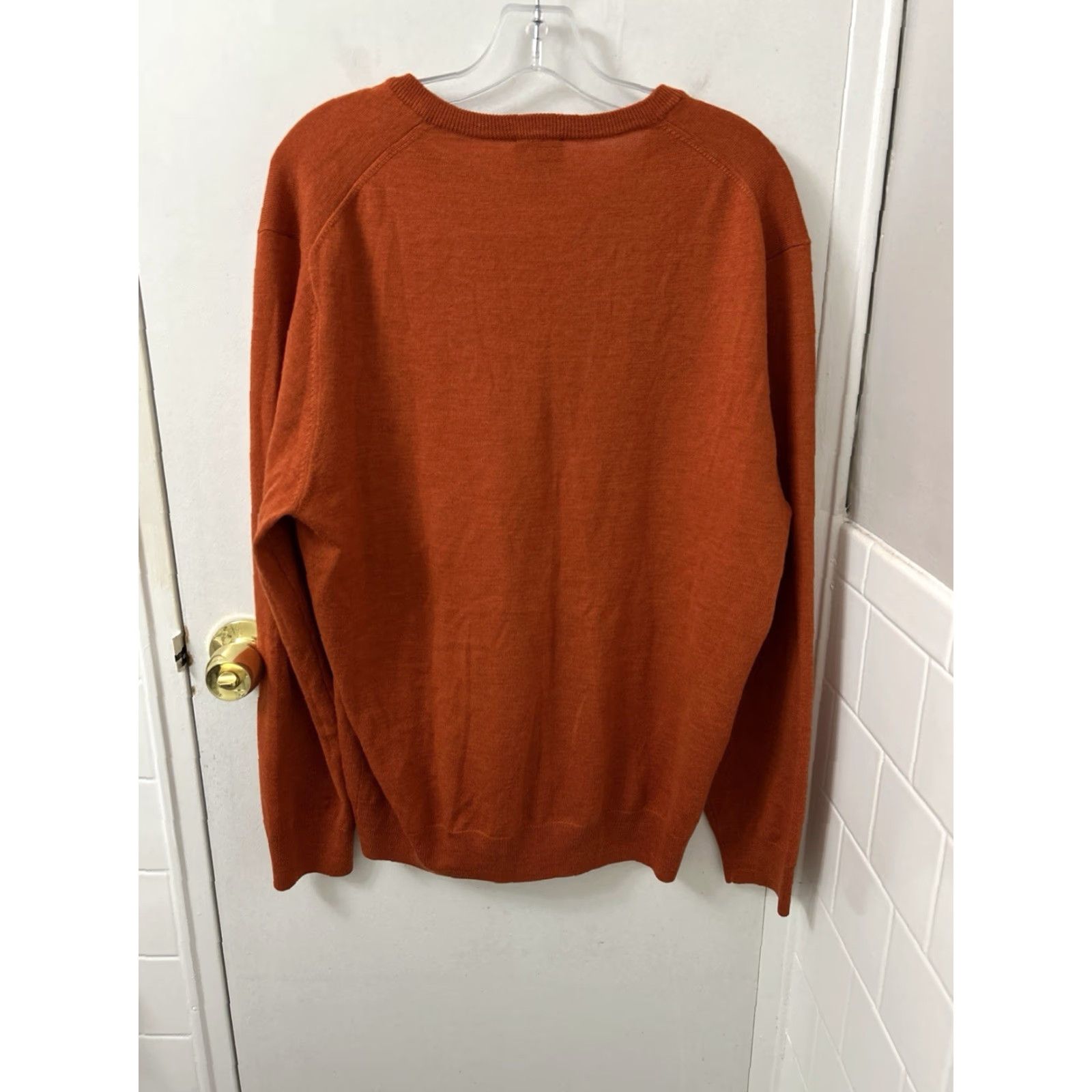 Jos. A. Bank Jos A Bank Travelers Collection Sweater Mens XL Orange V-Neck 100% Merino Wool Size US XL / EU 56 / 4 - 7 Thumbnail
