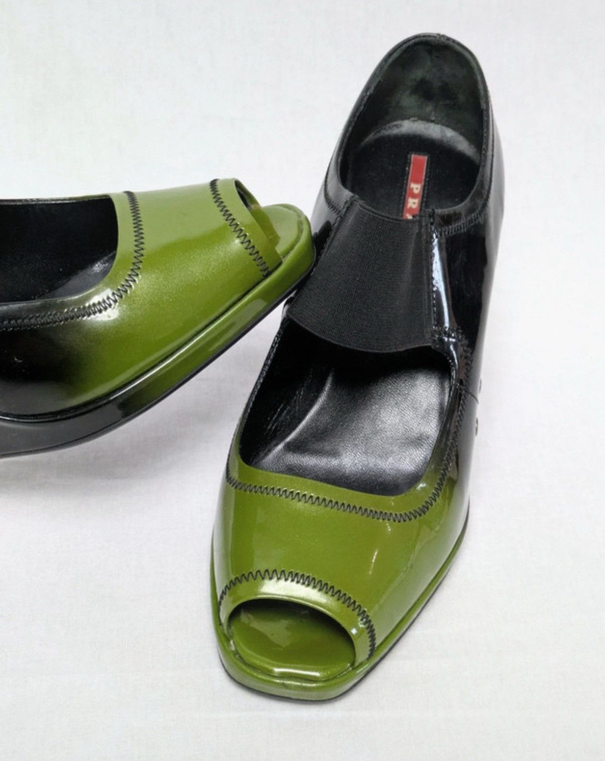 Prada Prada two-tone wedge heels- Black & Green Leather 38.5 Size US 7.5 / IT 37.5 - 5 Thumbnail
