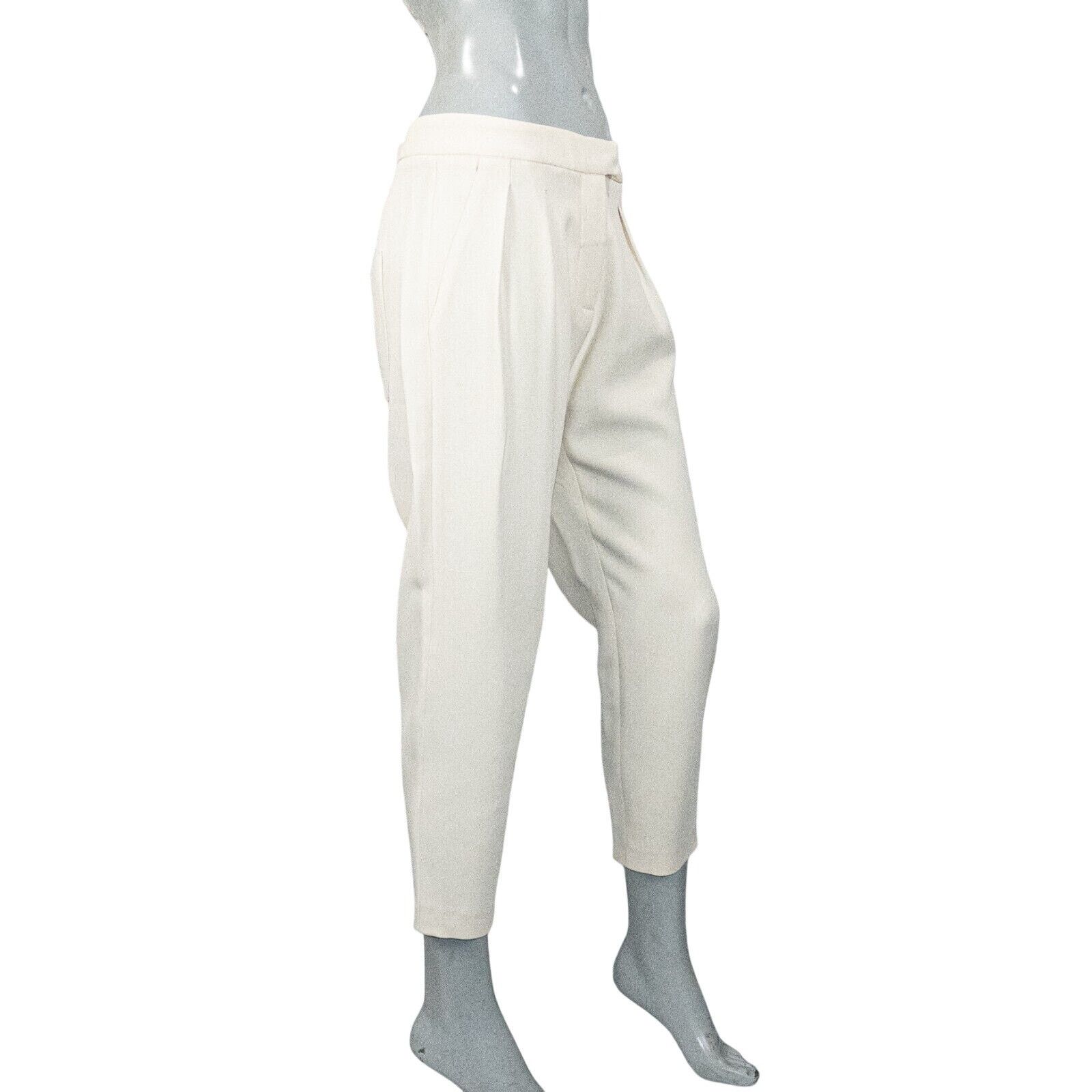 Studio Nicholson STUDIO NICHOLSON Pleated Cropped high Rise Trouser Cream Size 26" / US 2 / IT 38 - 4 Thumbnail