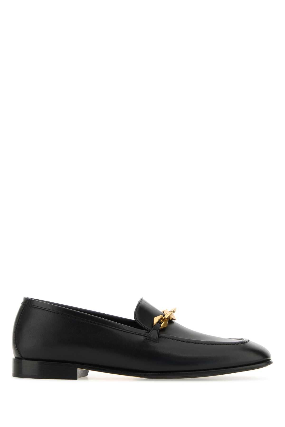 image of Jimmy Choo Black Leather Tilda Loafers, Women's (Size 8)