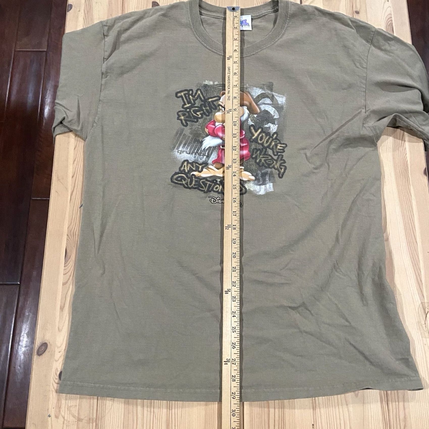 Disney VINTAGE Disney Disneyland Resort Grumpy Dwarf I’m Right T-Shirt XL beige Cotton Crew Neck Short Sleeve Unisex Adults Graphic Print Shirts Mens Womens Size US XL / EU 56 / 4 - 4 Thumbnail