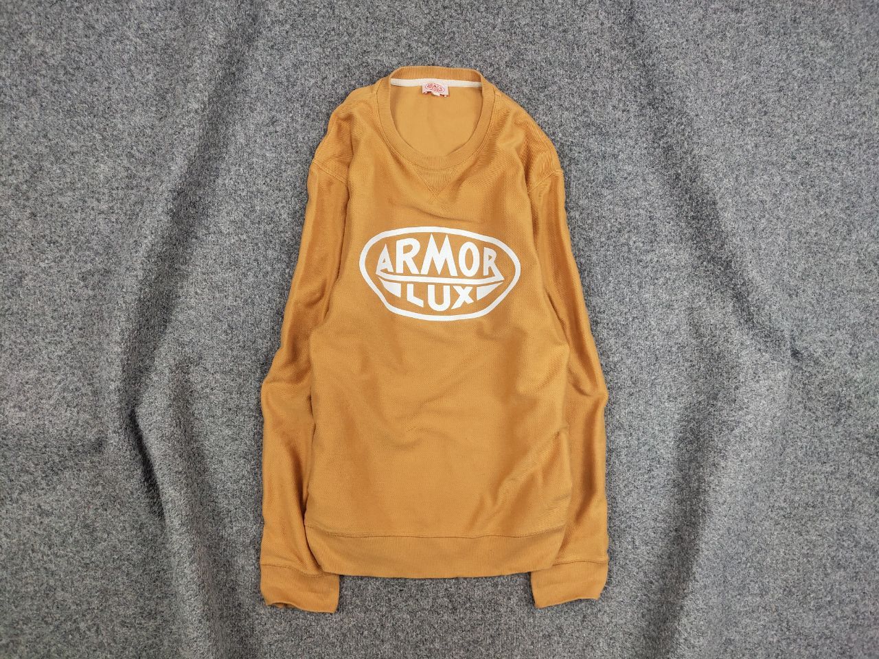 Armor Lux Design Orange Circle Logo Crew Check Sweatshirt