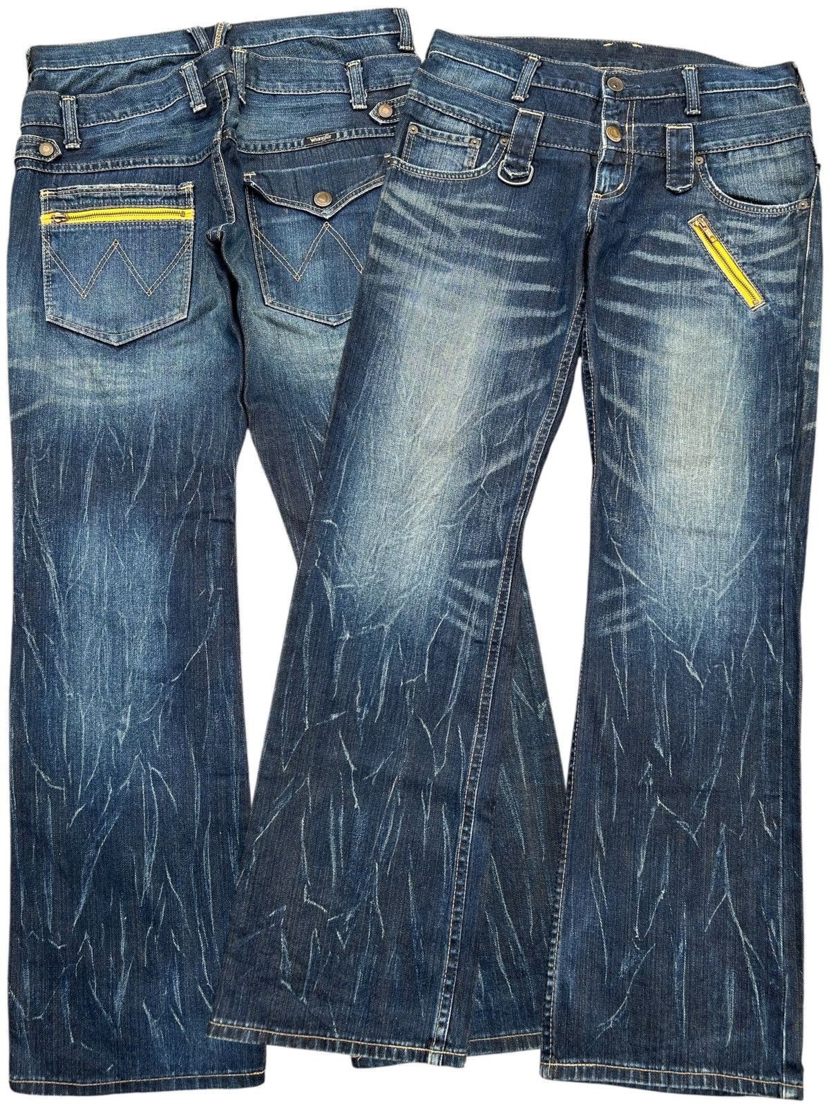 Japanese Brand × Kapital × Vintage Wrangler Double Waist Flare Punk Denim Jeans Rare ☠️ Size US 33 - 1 Thumbnail