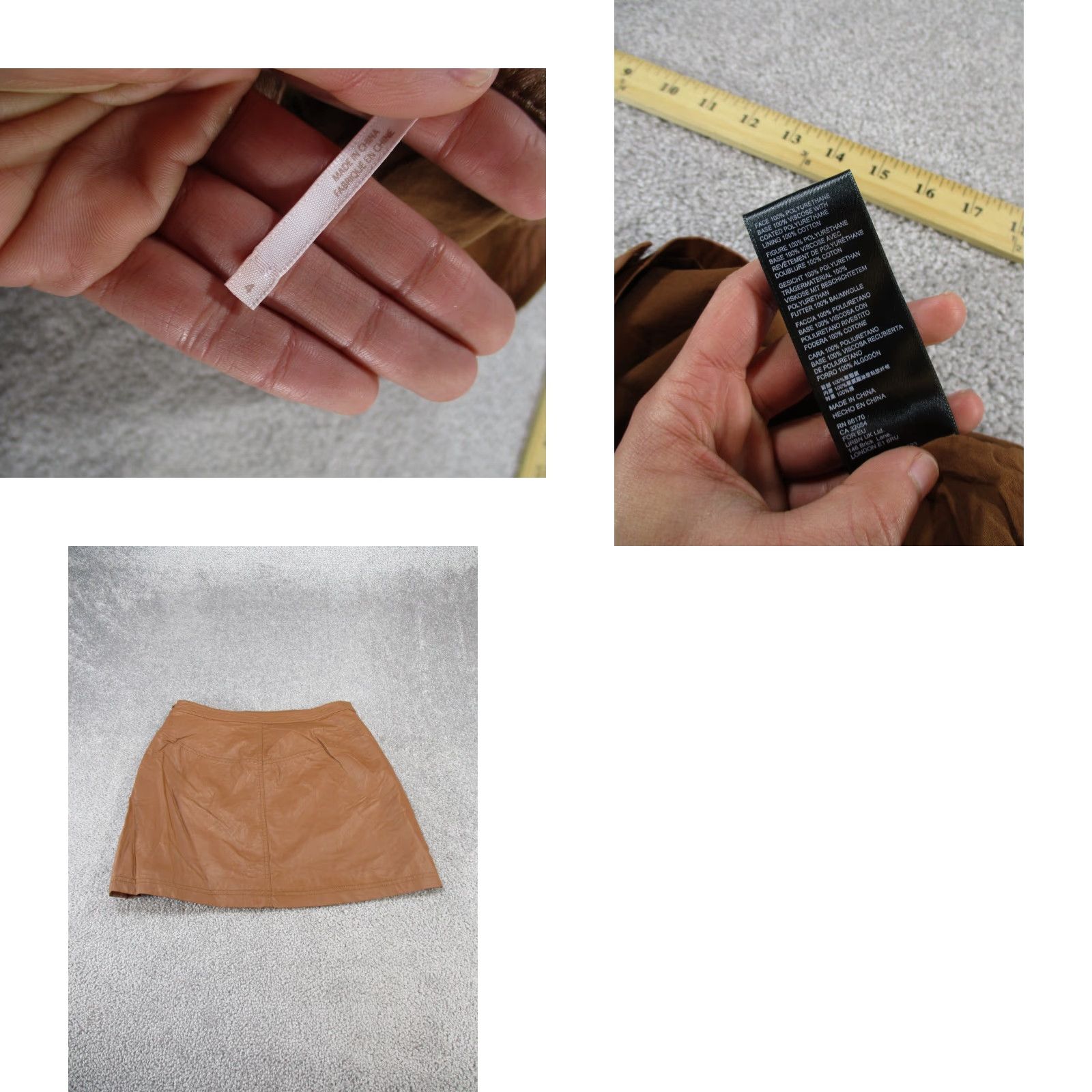 Free People VINTAGE Free People Mini Skirt Womens 4 Short Brown Faux Leather Zipper - Casual Party/Cocktail Womens Size 4 Brown Size 27" / US 4 / IT 40 - 8 Thumbnail