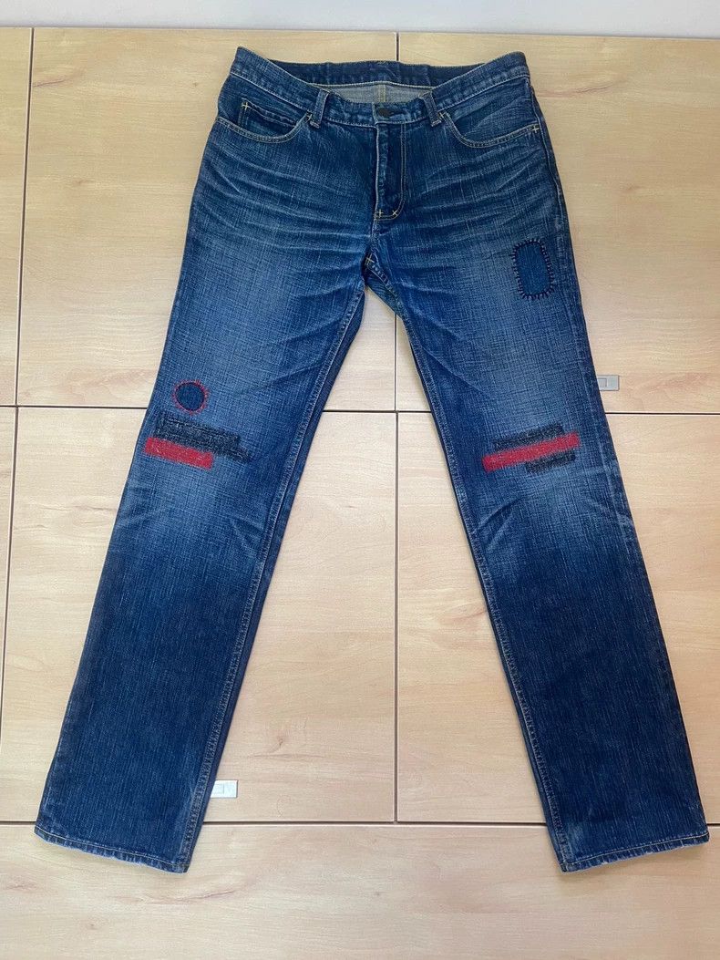 Number (N)ine Number (N)ine05SS red knife-cut jeans 2503-Nextarrow Size US 32 / EU 48 - 1 Thumbnail