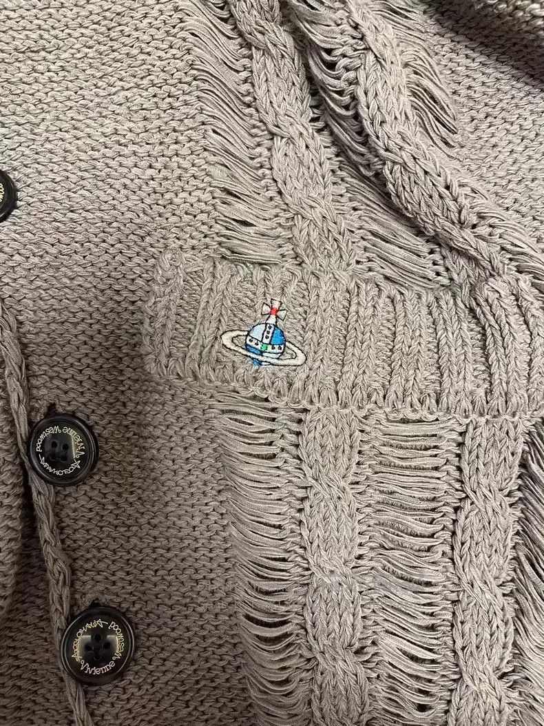 Vivienne Westwood Vivienne Westwood Smoky Grey Distressed Chunky Knit Cardig Size S / US 4 / IT 40 - 2 Thumbnail