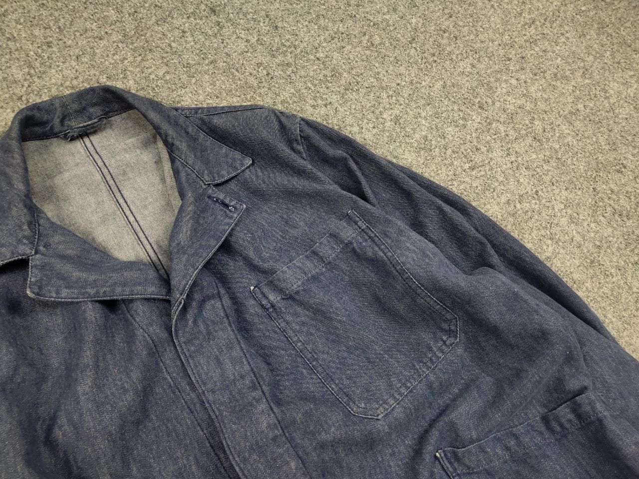 Vintage Vintage 70's Lutteurs Denim French Work Blue Sanfor Jacket Size US L / EU 52-54 / 3 - 12 Thumbnail