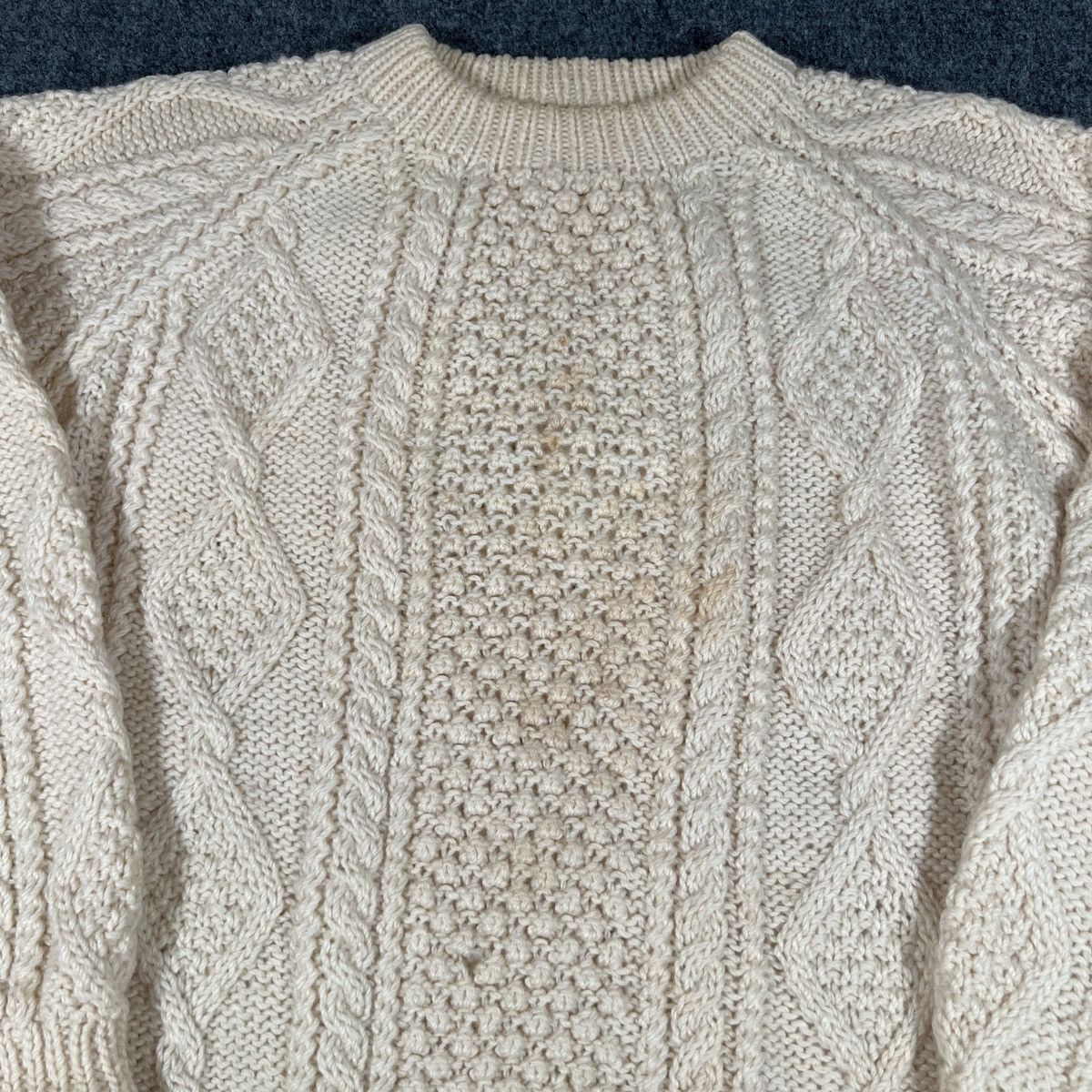 Aran Sweater Market VTG 70s Blarney Woolen Mills Aran Fisherman Sweater Size US L / EU 52-54 / 3 - 3 Thumbnail