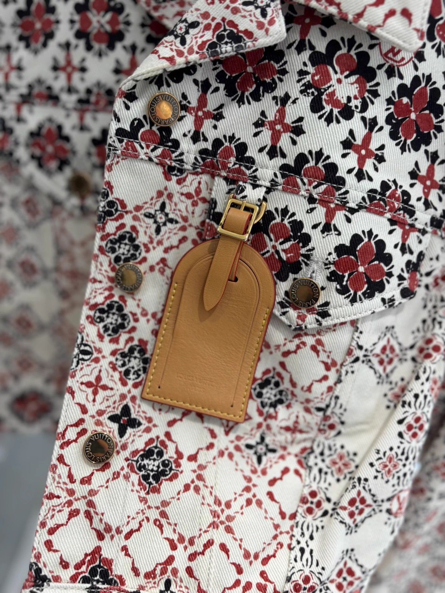 Louis Vuitton LV Red & White Colorblock Logo Short Denim Jacket 34 Size XS / US 0-2 / IT 36-38 - 2 Thumbnail