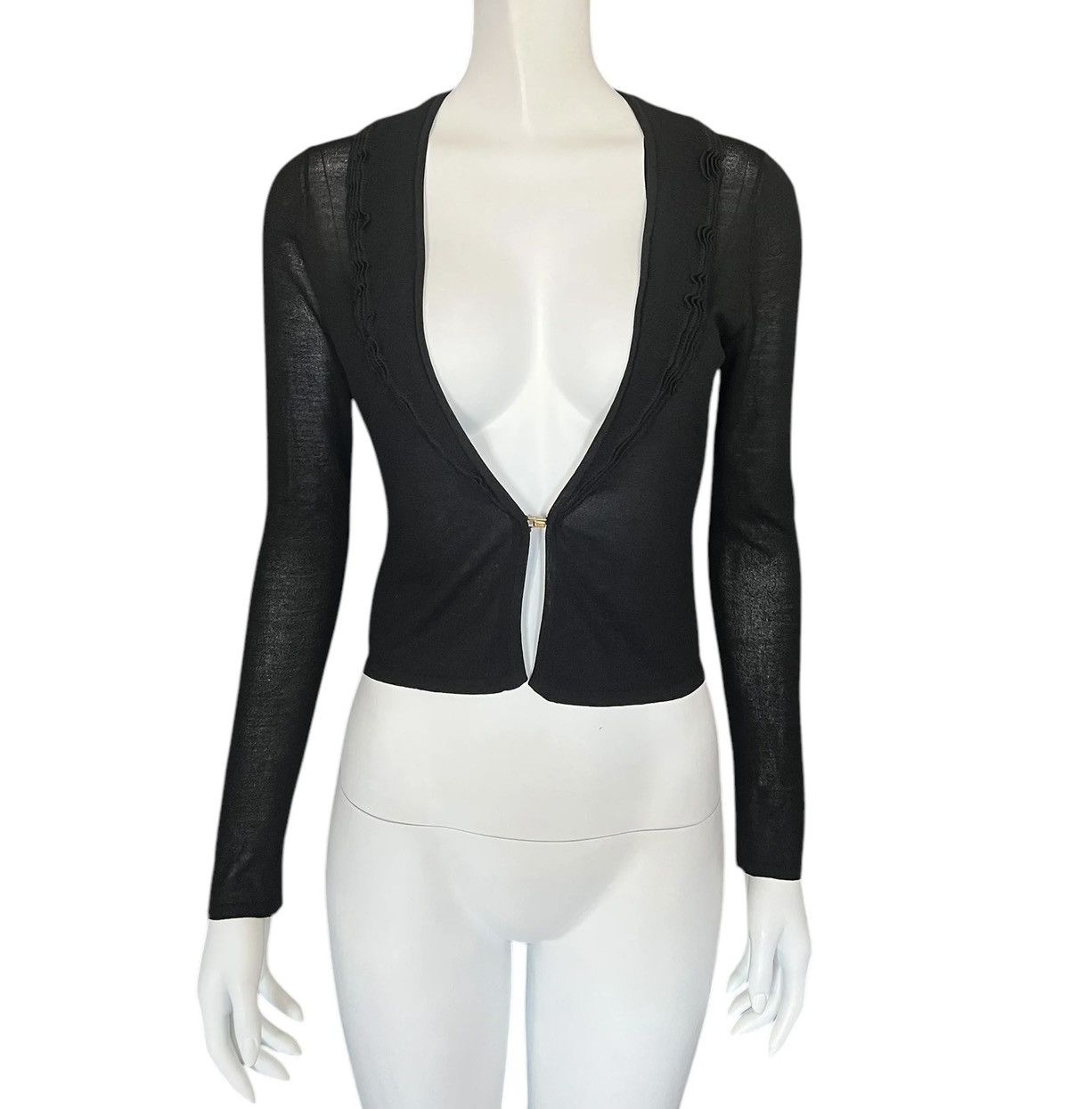GUCCI by Tom Ford FW2000 Sheer Silk Hook Cropped Cardigan XS