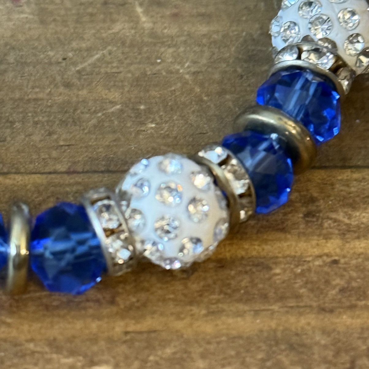 Other Dark blue and white glass bead stretch bracelet Size ONE SIZE - 4 Thumbnail