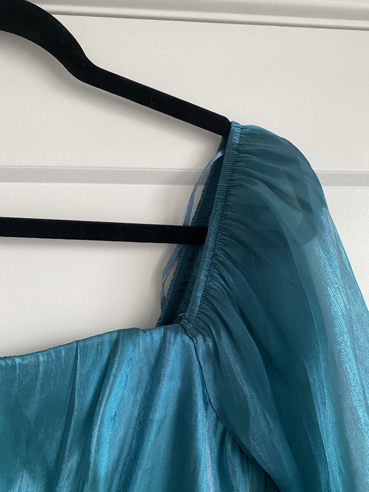Other Thirty Thirty LA Puff Mini Dress Women Shimmer Teal Gorgeous Size XL / US 12-14 / IT 48-50 - 6 Thumbnail