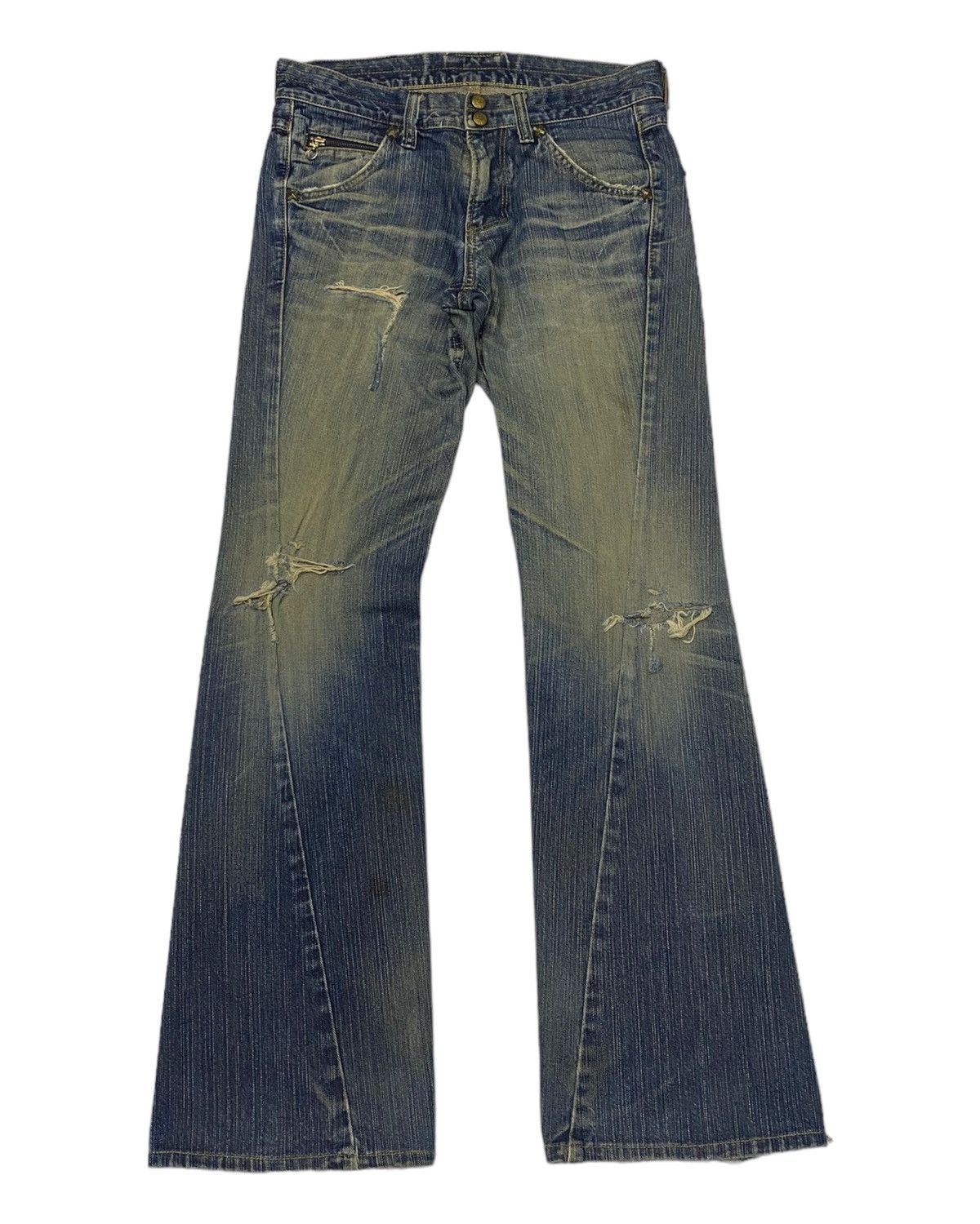 Lee × Tornado Mart 🔥LEE FLARE TWISTED DISTRESSED DENIM JEANS BOOTCUT FLARED Size US 31 - 7 Thumbnail