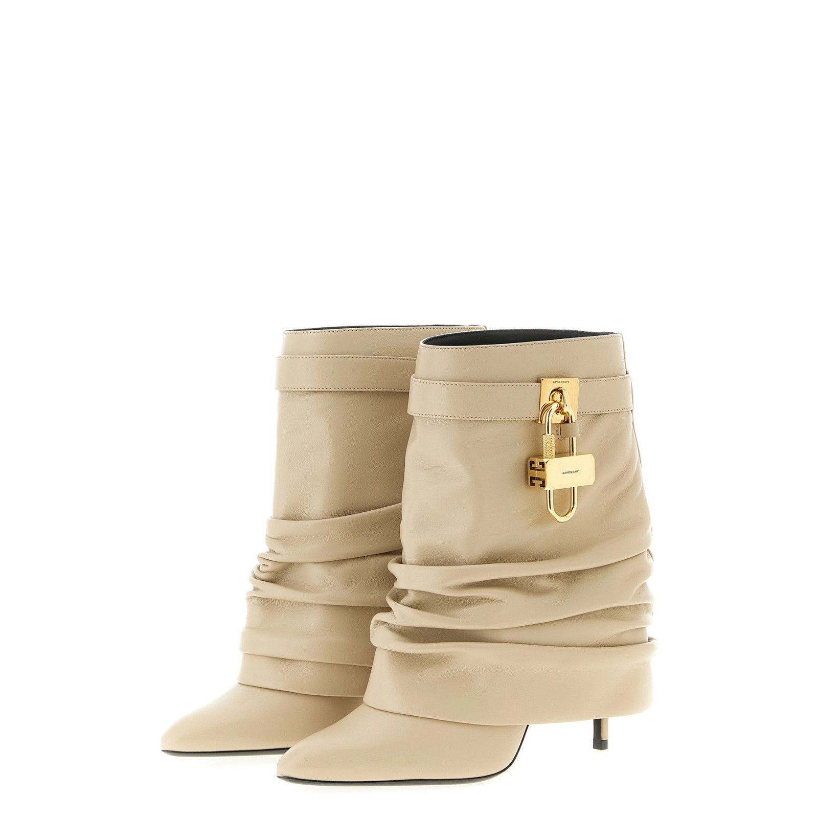Givenchy GIVENCHY Shark Lock $2190 Ivory Leather 95mm Ankle Boots New Size US 6.5 / IT 36.5 - 2 Thumbnail