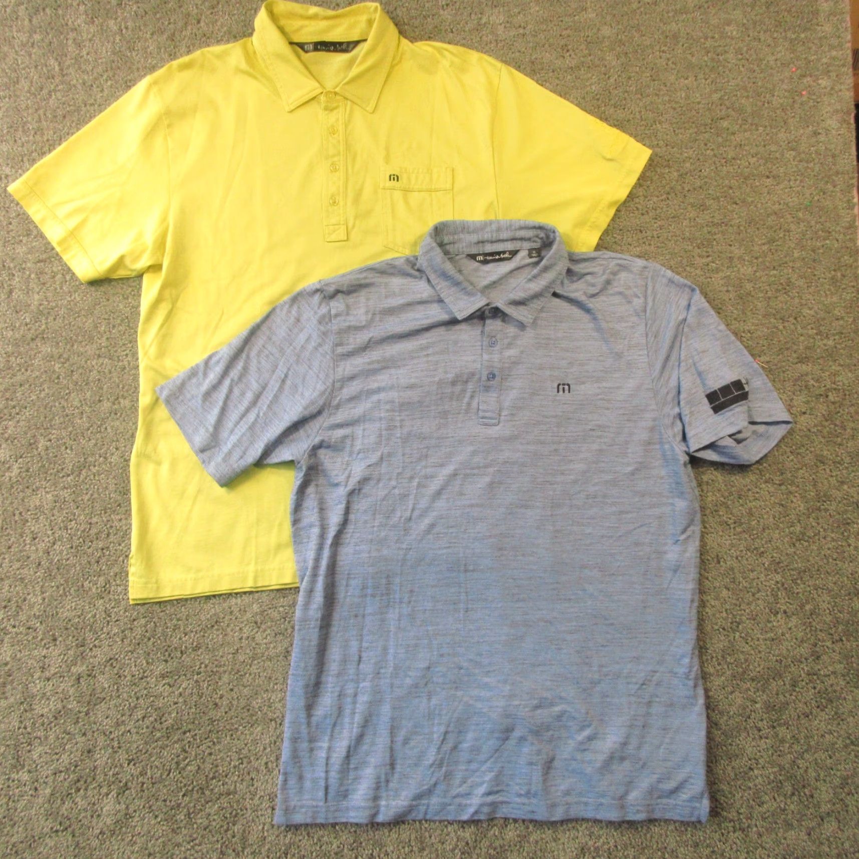 TravisMathew Travis Mathew Polo Shirt Men XL Blue Yellow Lot Embroidered Shoulder Golf Shirt Shirt Mens XL Blue Colorful Classic Outdoor Sports Two Pack Polo Size US XL / EU 56 / 4 - 2 Thumbnail
